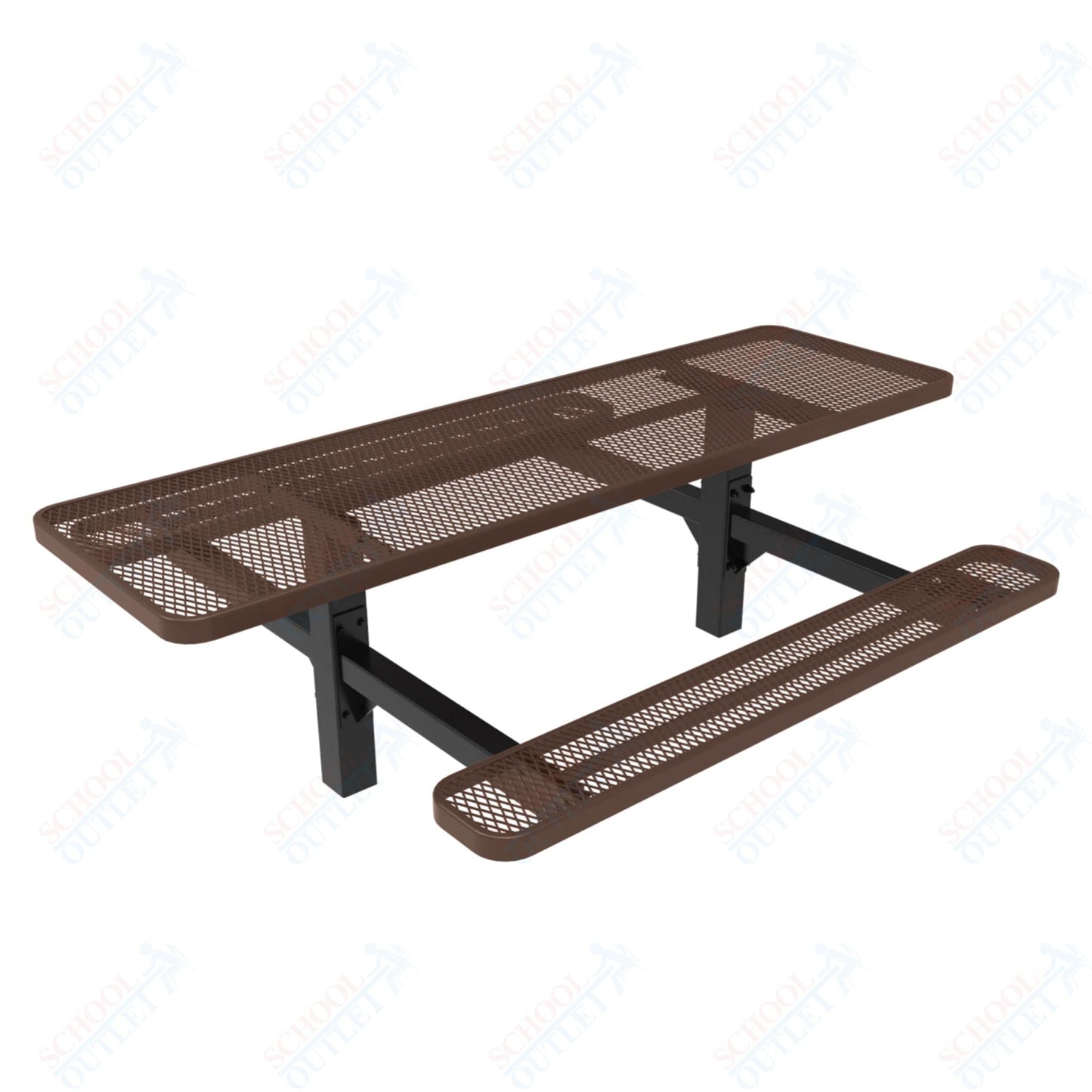 MyTcoat MYT - TRT08 - 08 - 002 8' Rectangular Double Pedestal Picnic Table with Inground Mount and Alternate ADA Accessible (96"W x 75.5"D x 30"H) - SchoolOutlet