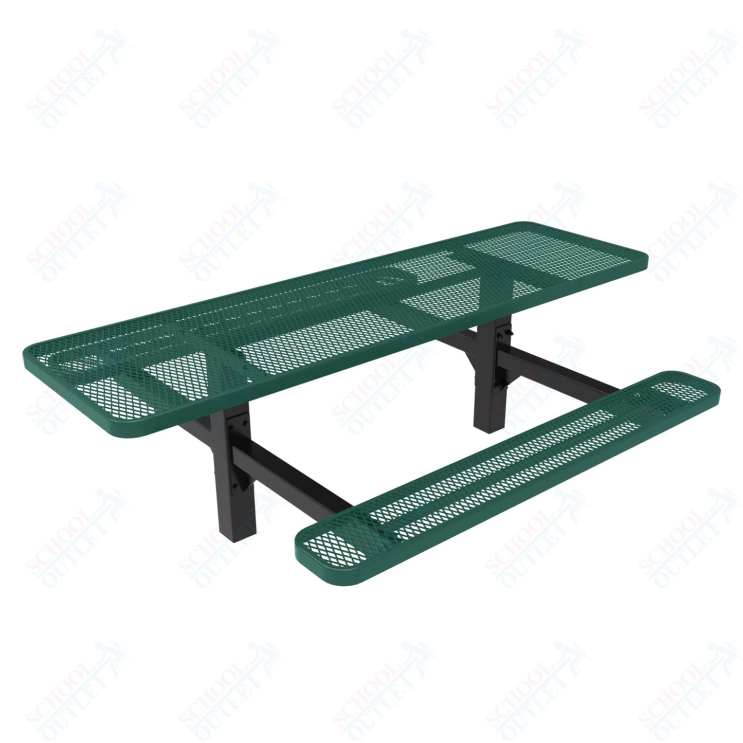 MyTcoat MYT - TRT08 - 08 - 002 8' Rectangular Double Pedestal Picnic Table with Inground Mount and Alternate ADA Accessible (96"W x 75.5"D x 30"H) - SchoolOutlet