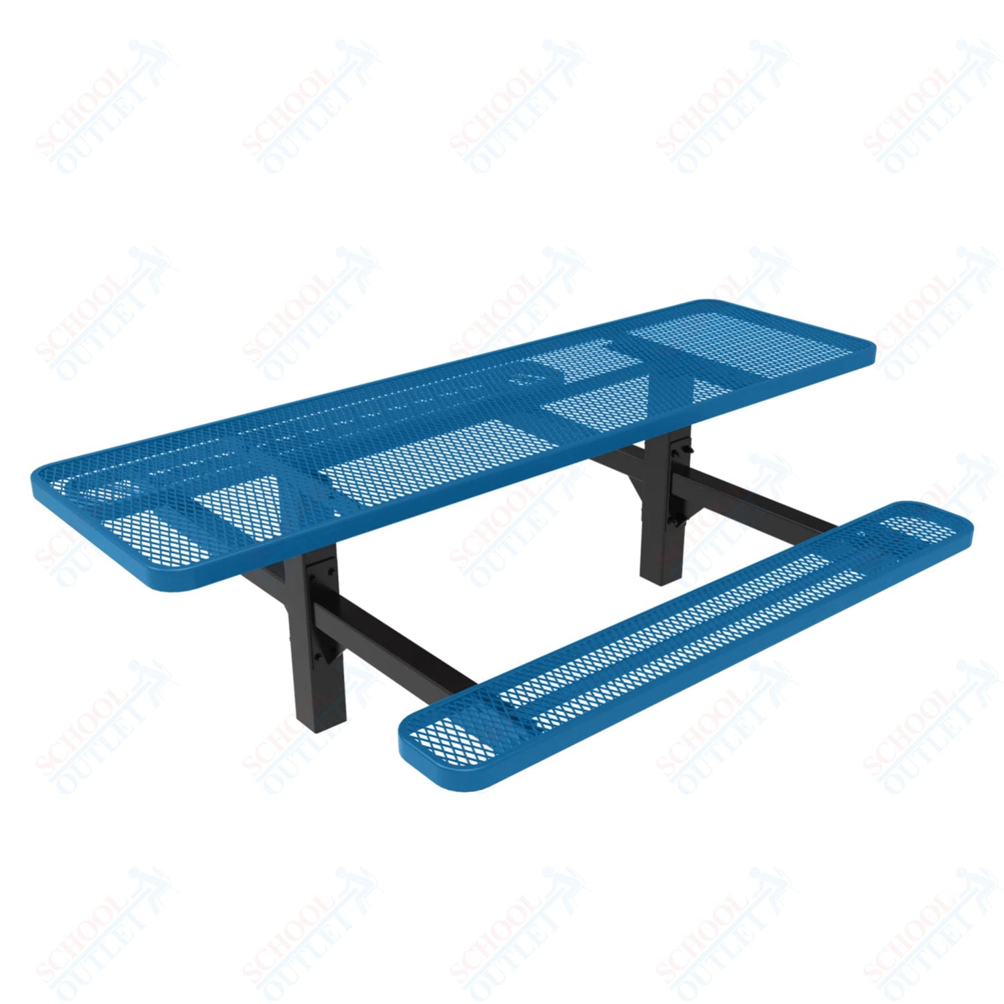 MyTcoat MYT - TRT08 - 08 - 002 8' Rectangular Double Pedestal Picnic Table with Inground Mount and Alternate ADA Accessible (96"W x 75.5"D x 30"H) - SchoolOutlet