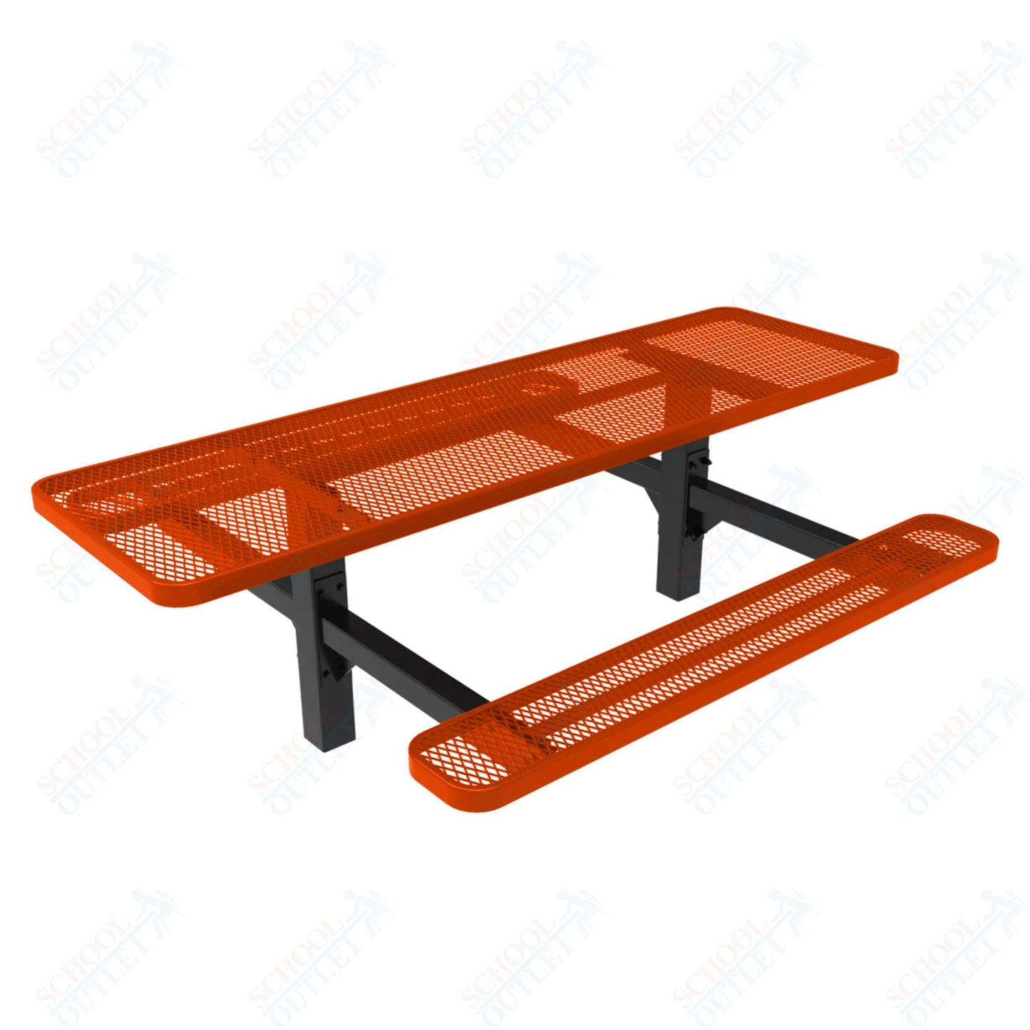 MyTcoat MYT - TRT08 - 08 - 002 8' Rectangular Double Pedestal Picnic Table with Inground Mount and Alternate ADA Accessible (96"W x 75.5"D x 30"H) - SchoolOutlet