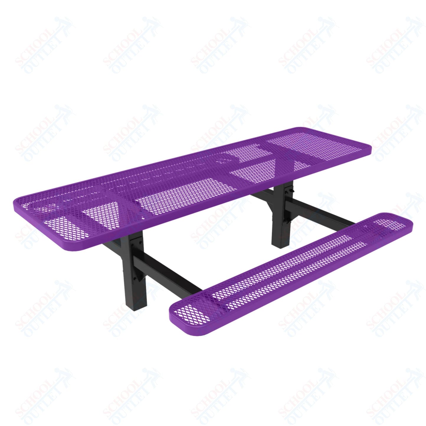 MyTcoat MYT - TRT08 - 08 - 002 8' Rectangular Double Pedestal Picnic Table with Inground Mount and Alternate ADA Accessible (96"W x 75.5"D x 30"H) - SchoolOutlet