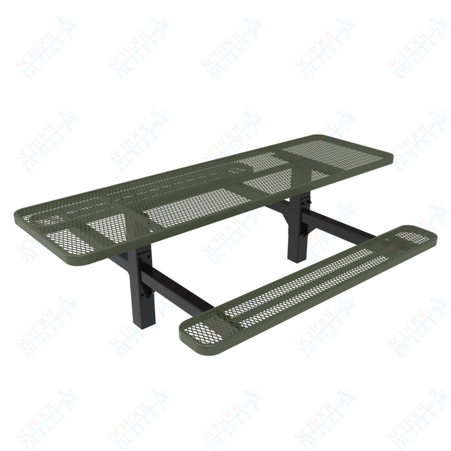MyTcoat MYT - TRT08 - 08 - 002 8' Rectangular Double Pedestal Picnic Table with Inground Mount and Alternate ADA Accessible (96"W x 75.5"D x 30"H) - SchoolOutlet