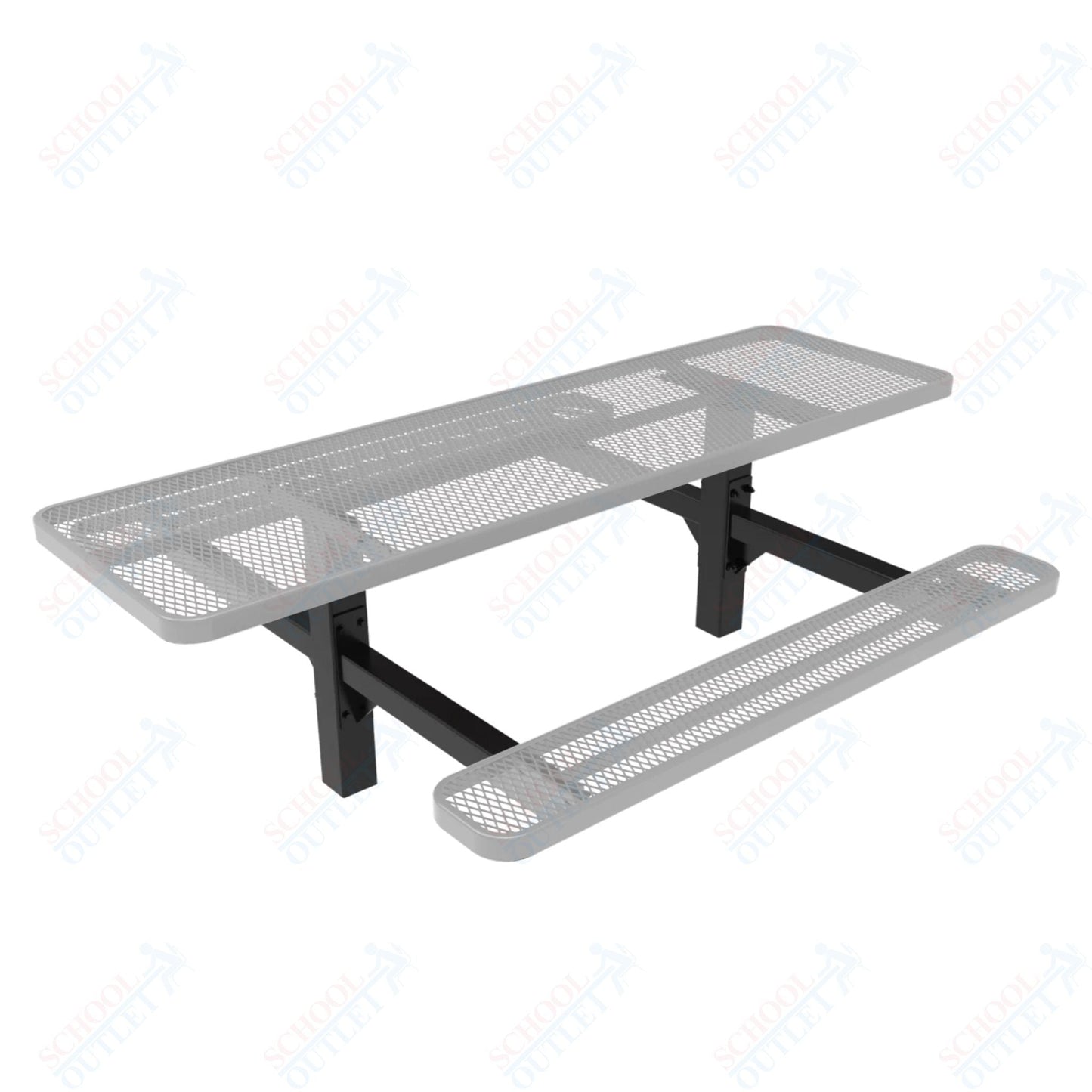 MyTcoat MYT - TRT08 - 08 - 002 8' Rectangular Double Pedestal Picnic Table with Inground Mount and Alternate ADA Accessible (96"W x 75.5"D x 30"H) - SchoolOutlet