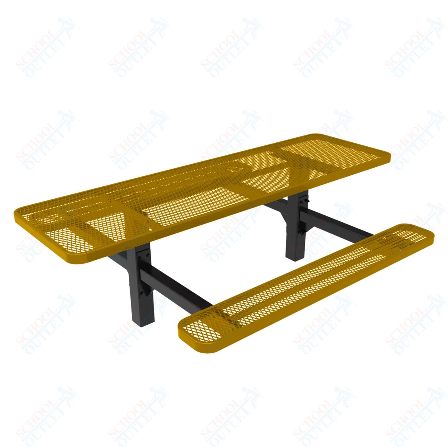 MyTcoat MYT - TRT08 - 08 - 002 8' Rectangular Double Pedestal Picnic Table with Inground Mount and Alternate ADA Accessible (96"W x 75.5"D x 30"H) - SchoolOutlet