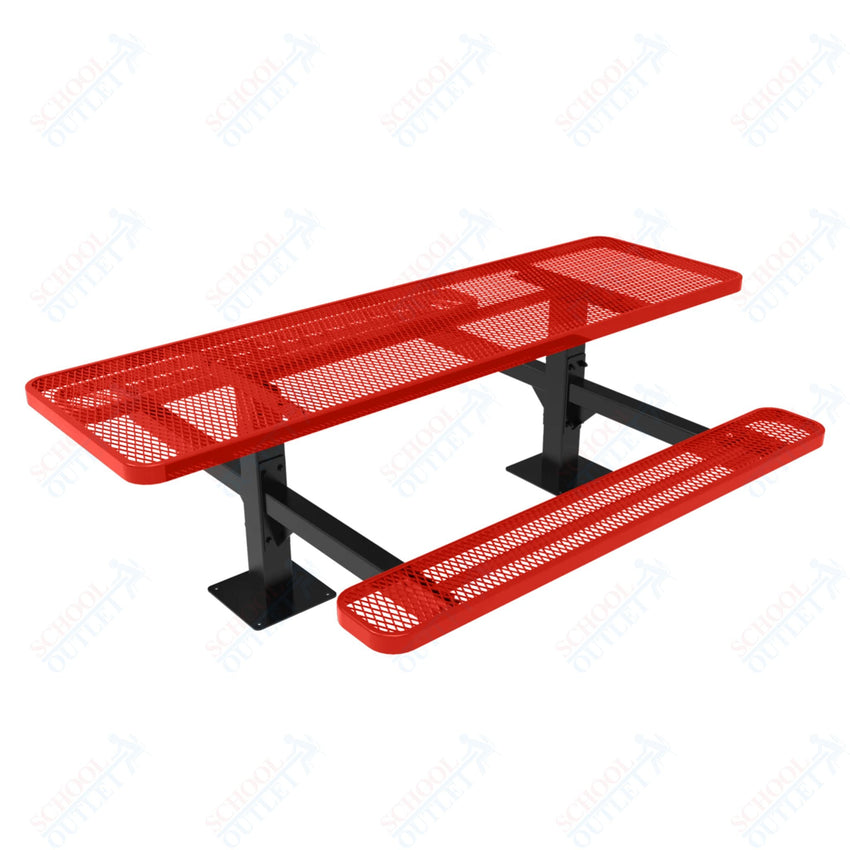 MyTcoat MYT - TRT08 - 09 - 002 8' Rectangular Double Pedestal Picnic Table with Surface Mount and Alternate ADA Accessible (96"W x 75.5"D x 30"H) - SchoolOutlet