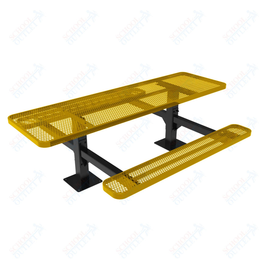 MyTcoat MYT - TRT08 - 09 - 002 8' Rectangular Double Pedestal Picnic Table with Surface Mount and Alternate ADA Accessible (96"W x 75.5"D x 30"H) - SchoolOutlet
