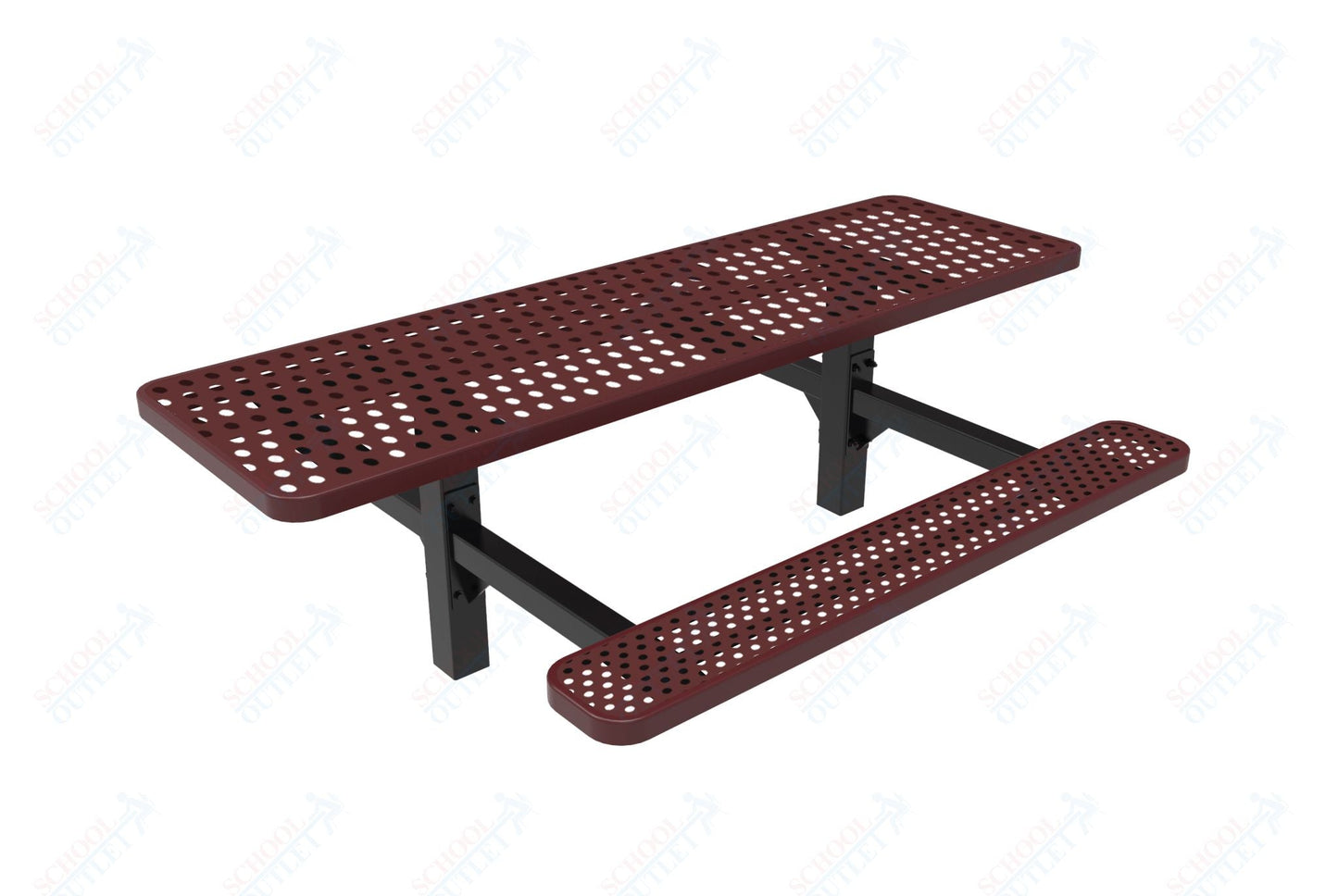 MyTcoat MYT - TRT08 - 08 - 002 8' Rectangular Double Pedestal Picnic Table with Inground Mount and Alternate ADA Accessible (96"W x 75.5"D x 30"H) - SchoolOutlet