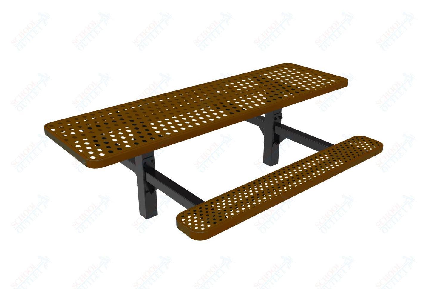 MyTcoat MYT - TRT08 - 08 - 002 8' Rectangular Double Pedestal Picnic Table with Inground Mount and Alternate ADA Accessible (96"W x 75.5"D x 30"H) - SchoolOutlet