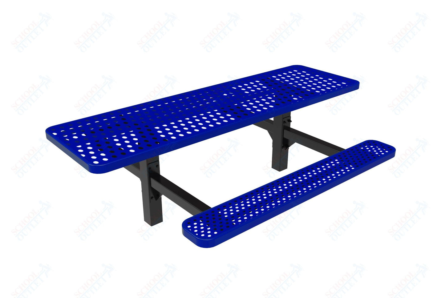 MyTcoat MYT - TRT08 - 08 - 002 8' Rectangular Double Pedestal Picnic Table with Inground Mount and Alternate ADA Accessible (96"W x 75.5"D x 30"H) - SchoolOutlet