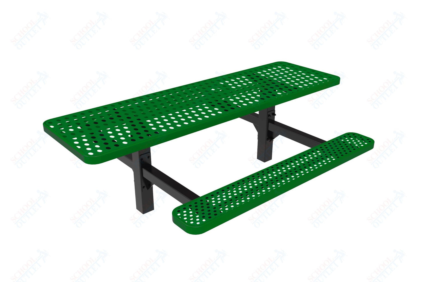 MyTcoat MYT - TRT08 - 08 - 002 8' Rectangular Double Pedestal Picnic Table with Inground Mount and Alternate ADA Accessible (96"W x 75.5"D x 30"H) - SchoolOutlet