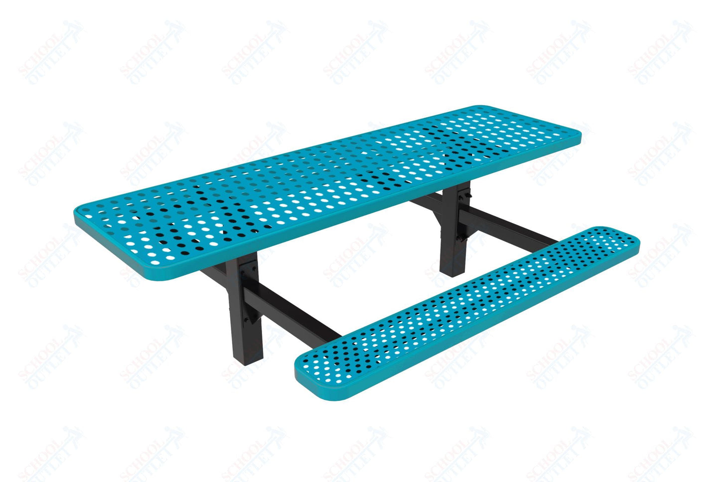 MyTcoat MYT - TRT08 - 08 - 002 8' Rectangular Double Pedestal Picnic Table with Inground Mount and Alternate ADA Accessible (96"W x 75.5"D x 30"H) - SchoolOutlet