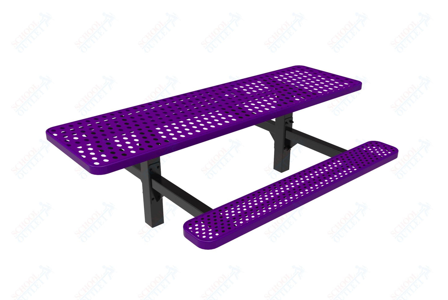 MyTcoat MYT - TRT08 - 08 - 002 8' Rectangular Double Pedestal Picnic Table with Inground Mount and Alternate ADA Accessible (96"W x 75.5"D x 30"H) - SchoolOutlet