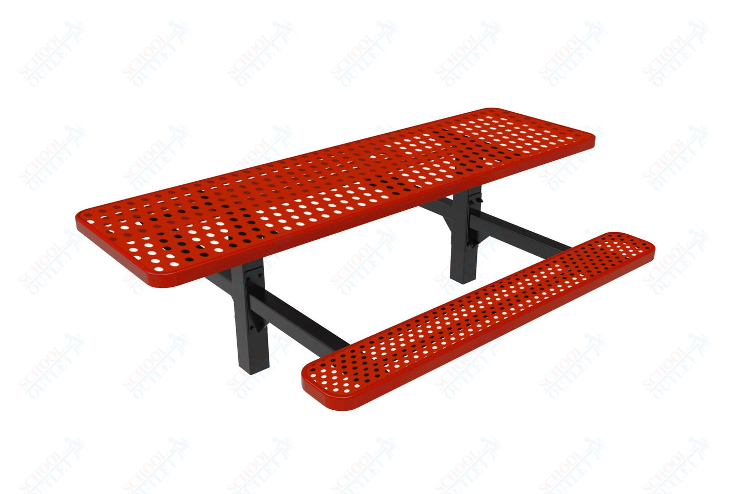 MyTcoat MYT - TRT08 - 08 - 002 8' Rectangular Double Pedestal Picnic Table with Inground Mount and Alternate ADA Accessible (96"W x 75.5"D x 30"H) - SchoolOutlet