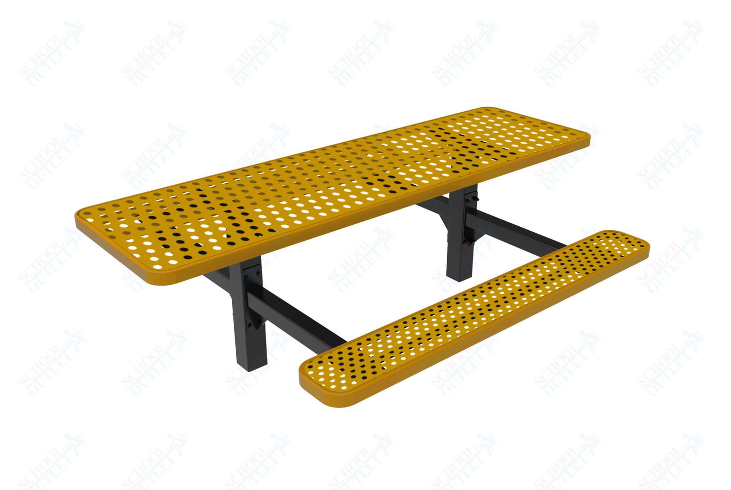 MyTcoat MYT - TRT08 - 08 - 002 8' Rectangular Double Pedestal Picnic Table with Inground Mount and Alternate ADA Accessible (96"W x 75.5"D x 30"H) - SchoolOutlet