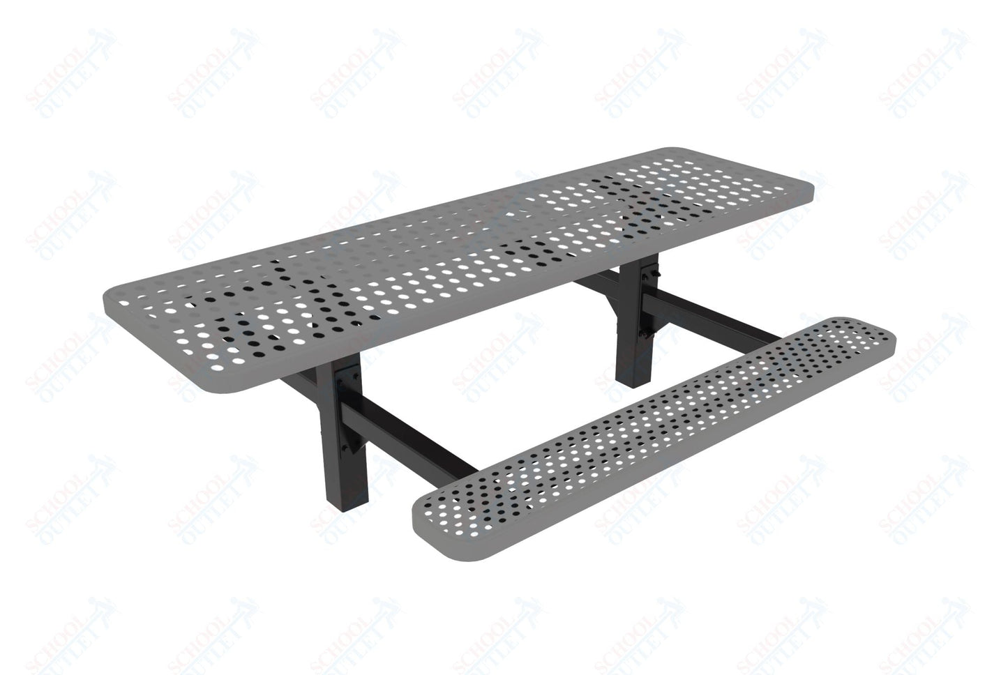 MyTcoat MYT - TRT08 - 08 8′ Rectangular Double Pedestal Picnic Table with Inground Mount (96"W x 75.5"D x 28.2"H) - SchoolOutlet