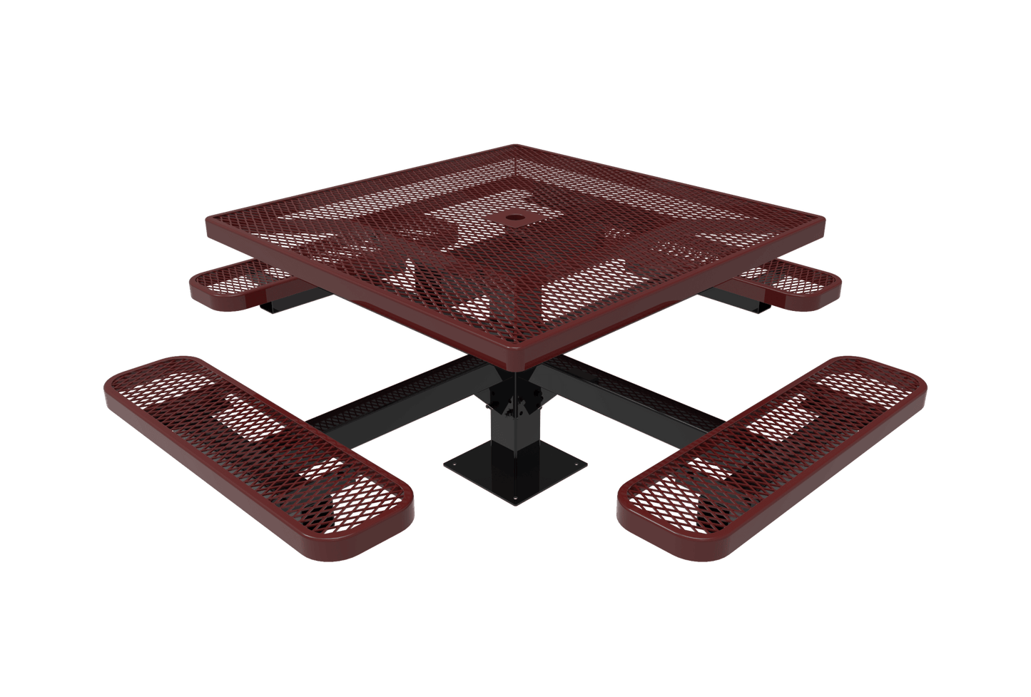 MyTcoat MYT-TSQ46-13 46″ Square Pedestal Picnic Table With Surface Mount (76"W x 76"D x 30"H) - SchoolOutlet