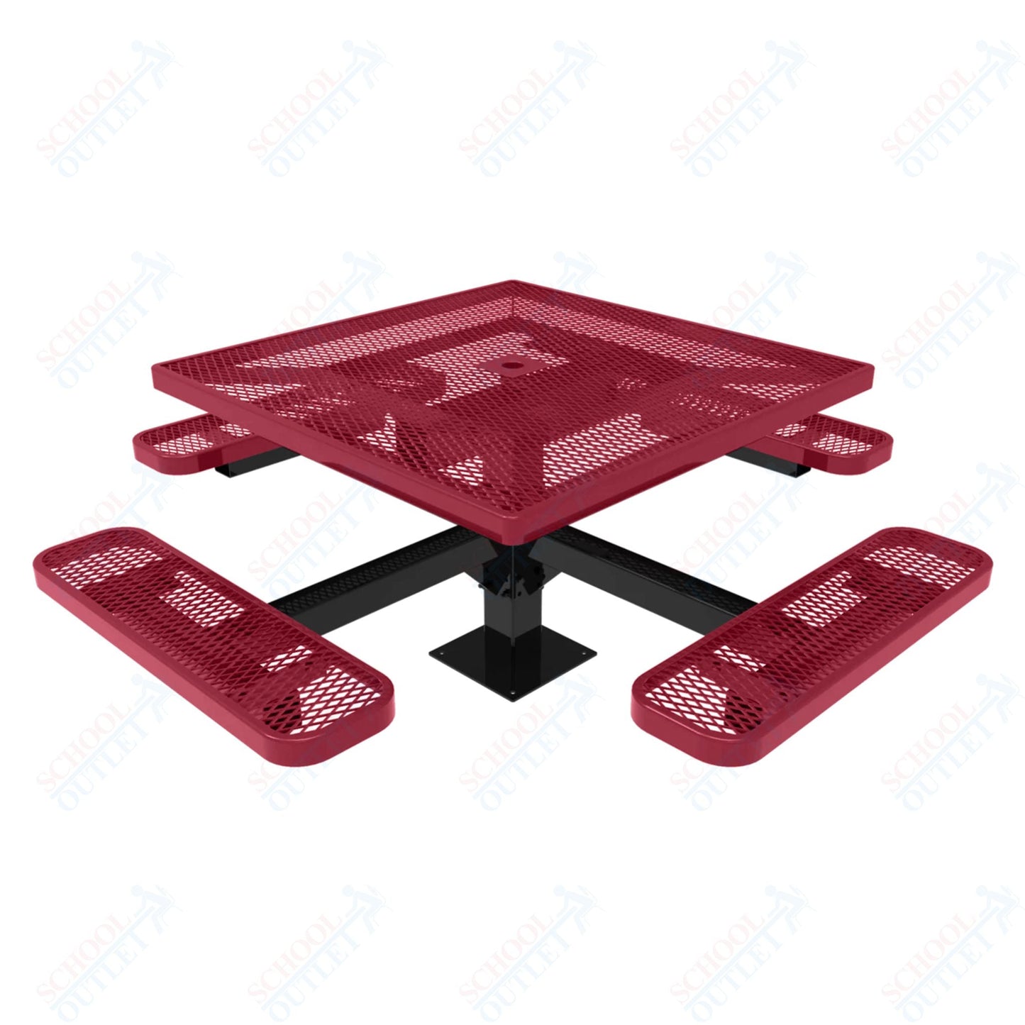 MyTcoat MYT - TSQ46 - 13 46″ Square Pedestal Picnic Table With Surface Mount (76"W x 76"D x 30"H) - SchoolOutlet