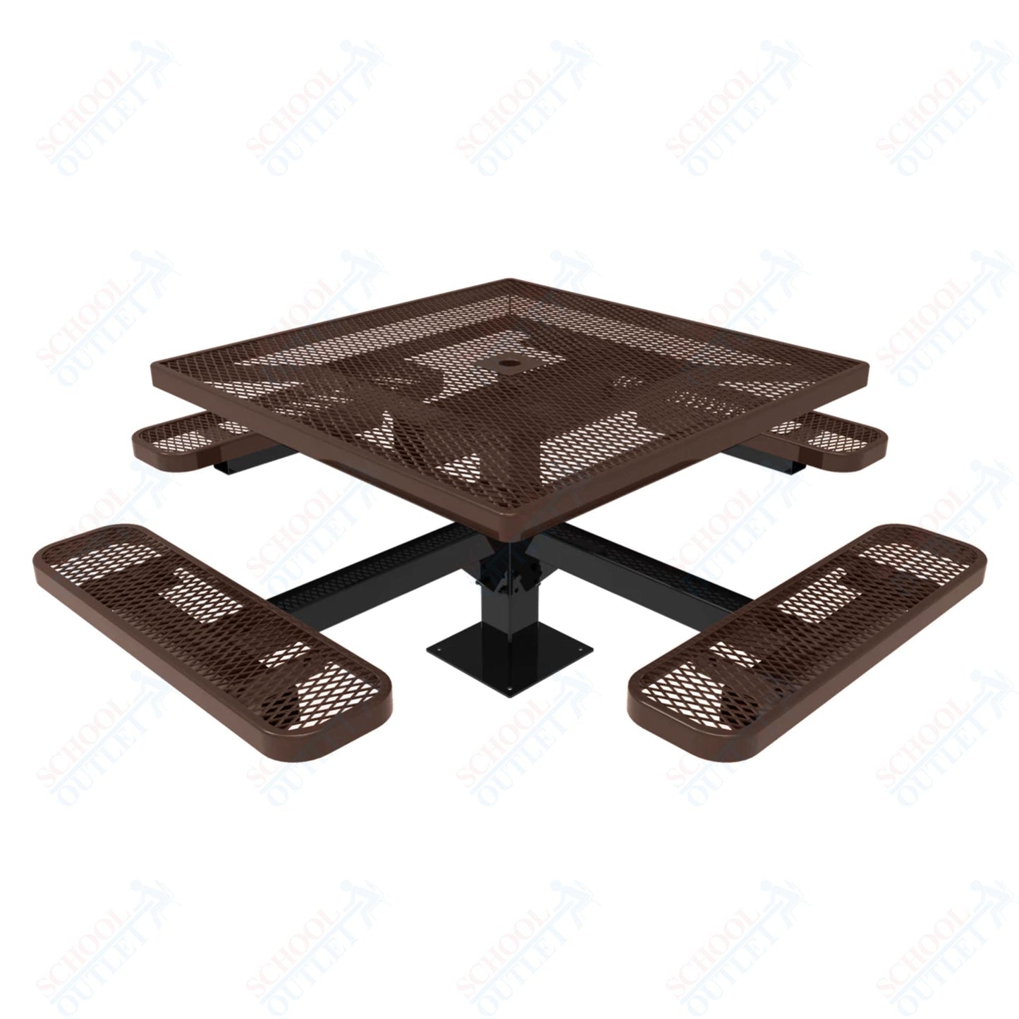 MyTcoat MYT - TSQ46 - 13 46″ Square Pedestal Picnic Table With Surface Mount (76"W x 76"D x 30"H) - SchoolOutlet