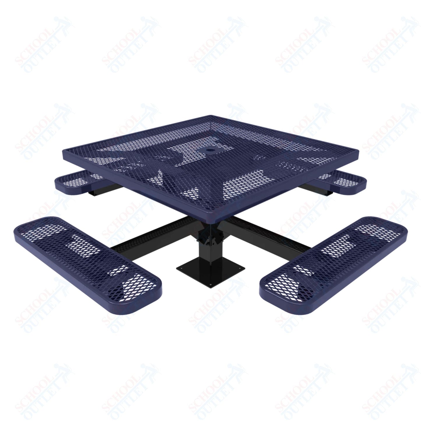 MyTcoat MYT - TSQ46 - 13 46″ Square Pedestal Picnic Table With Surface Mount (76"W x 76"D x 30"H) - SchoolOutlet