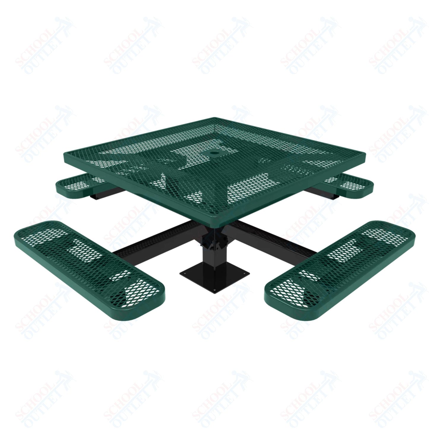 MyTcoat MYT - TSQ46 - 13 46″ Square Pedestal Picnic Table With Surface Mount (76"W x 76"D x 30"H) - SchoolOutlet