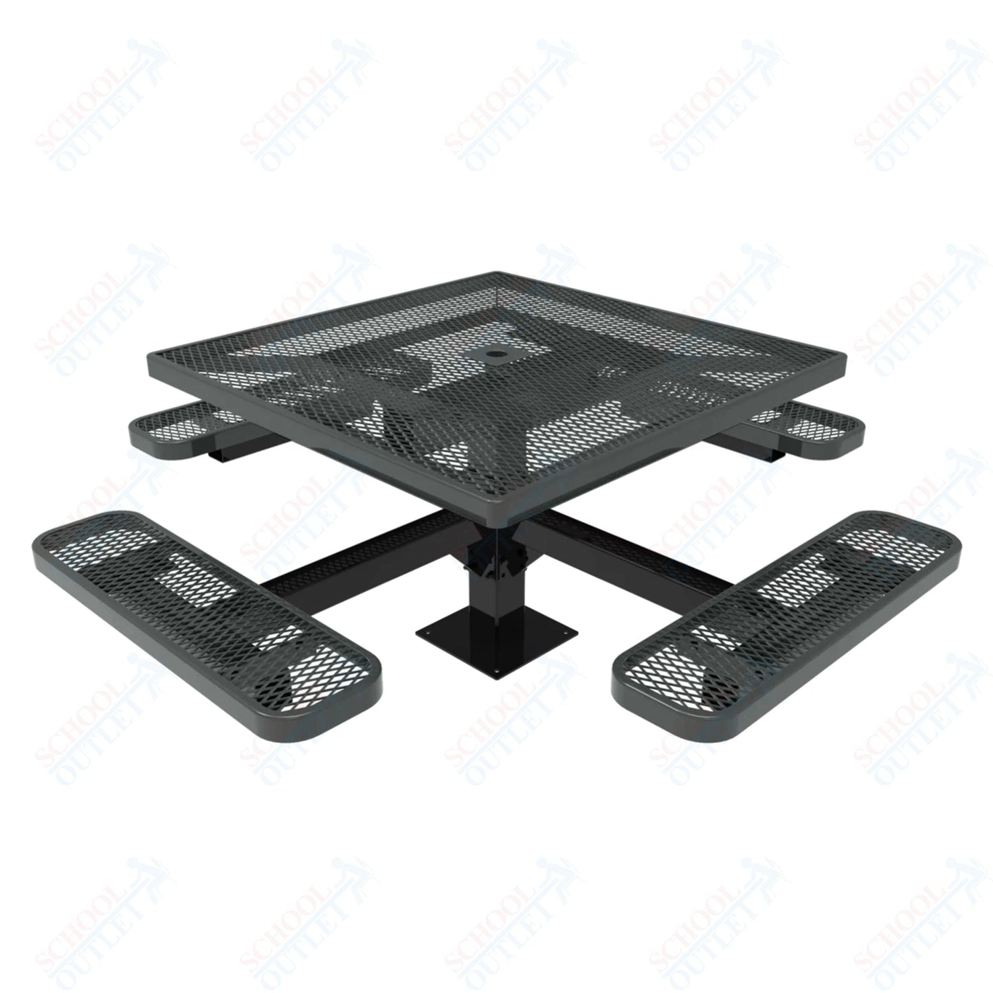 MyTcoat MYT - TSQ46 - 13 46″ Square Pedestal Picnic Table With Surface Mount (76"W x 76"D x 30"H) - SchoolOutlet