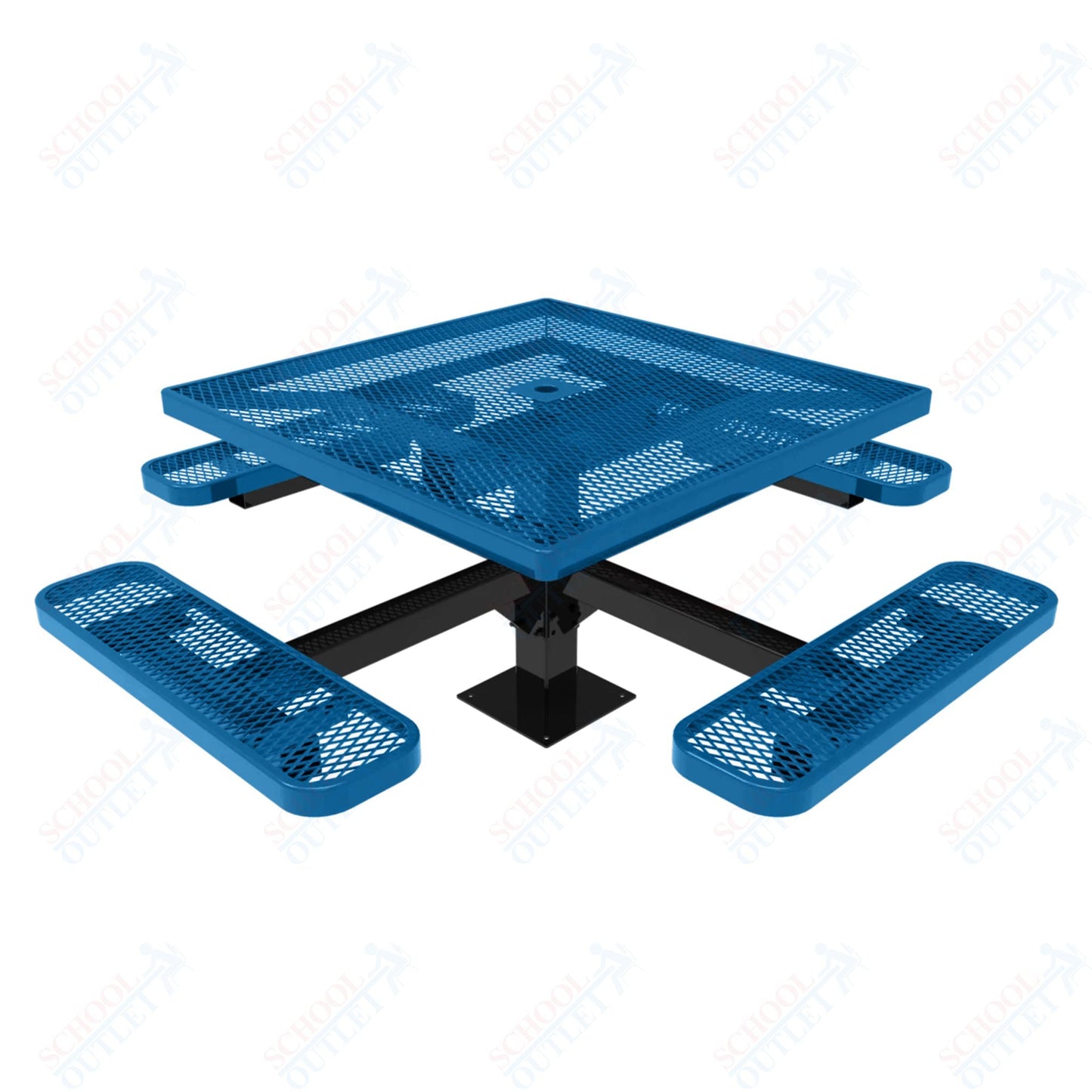 MyTcoat MYT - TSQ46 - 13 46″ Square Pedestal Picnic Table With Surface Mount (76"W x 76"D x 30"H) - SchoolOutlet