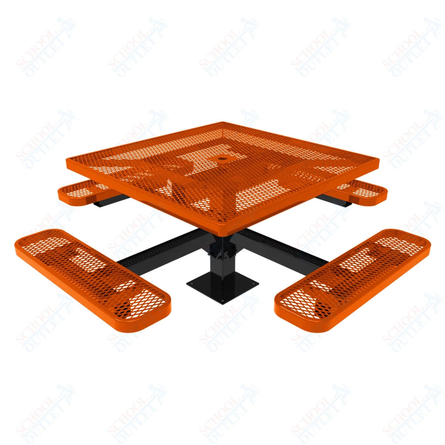 MyTcoat MYT - TSQ46 - 13 46″ Square Pedestal Picnic Table With Surface Mount (76"W x 76"D x 30"H) - SchoolOutlet