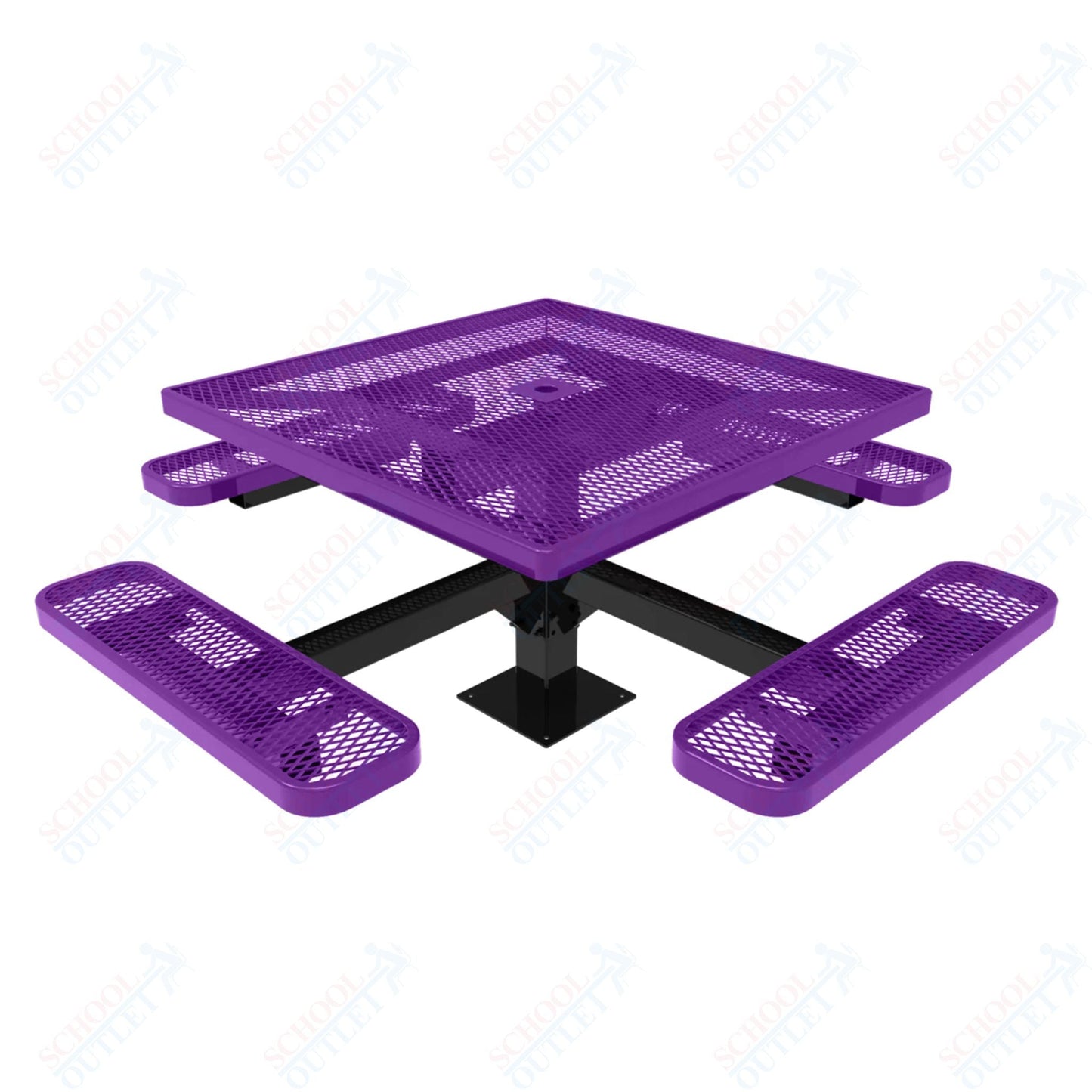 MyTcoat MYT - TSQ46 - 13 46″ Square Pedestal Picnic Table With Surface Mount (76"W x 76"D x 30"H) - SchoolOutlet