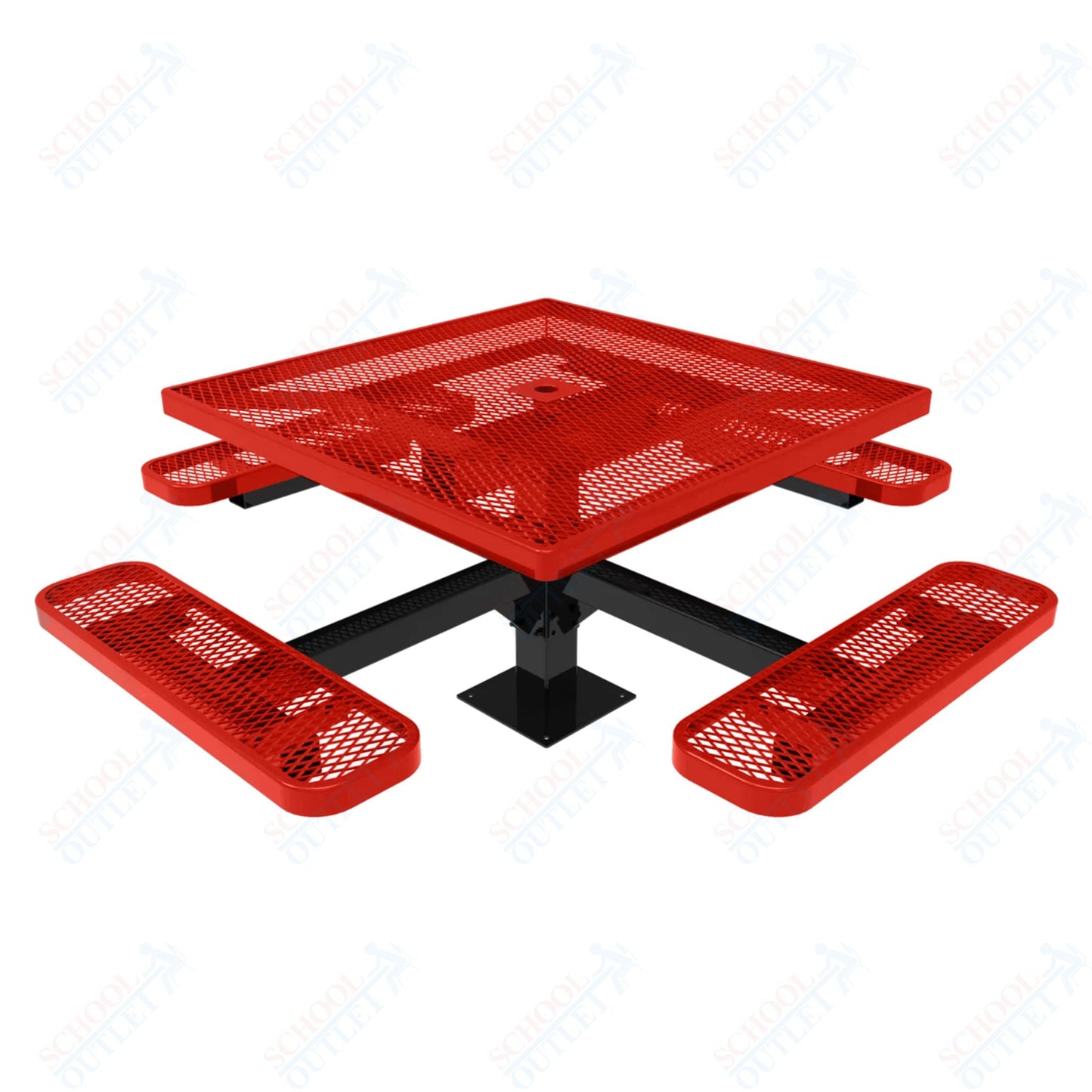 MyTcoat MYT - TSQ46 - 13 46″ Square Pedestal Picnic Table With Surface Mount (76"W x 76"D x 30"H) - SchoolOutlet
