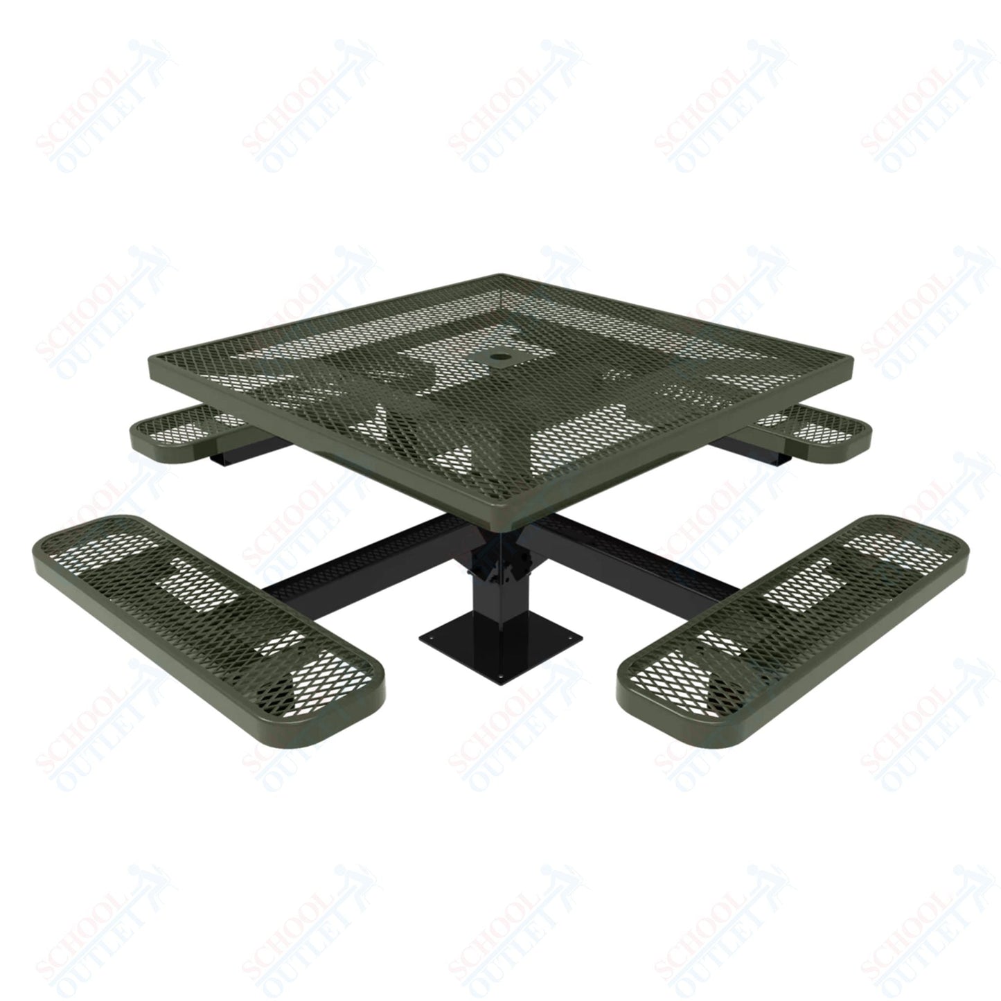 MyTcoat MYT - TSQ46 - 13 46″ Square Pedestal Picnic Table With Surface Mount (76"W x 76"D x 30"H) - SchoolOutlet