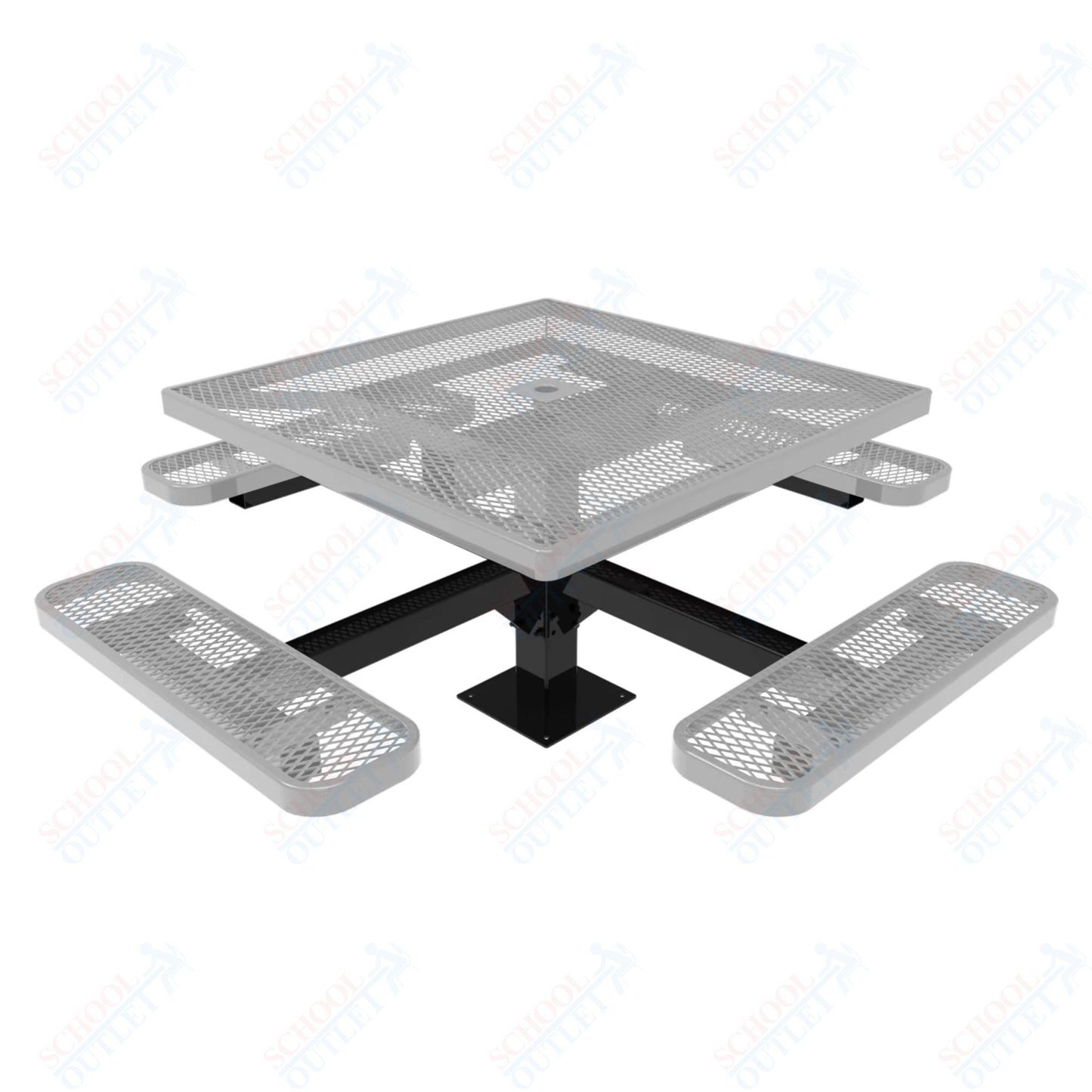 MyTcoat MYT - TSQ46 - 13 46″ Square Pedestal Picnic Table With Surface Mount (76"W x 76"D x 30"H) - SchoolOutlet