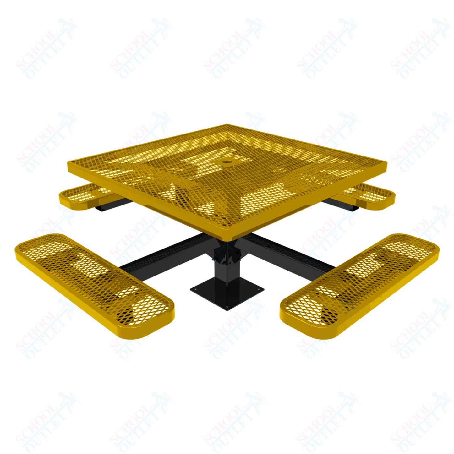 MyTcoat MYT - TSQ46 - 13 46″ Square Pedestal Picnic Table With Surface Mount (76"W x 76"D x 30"H) - SchoolOutlet