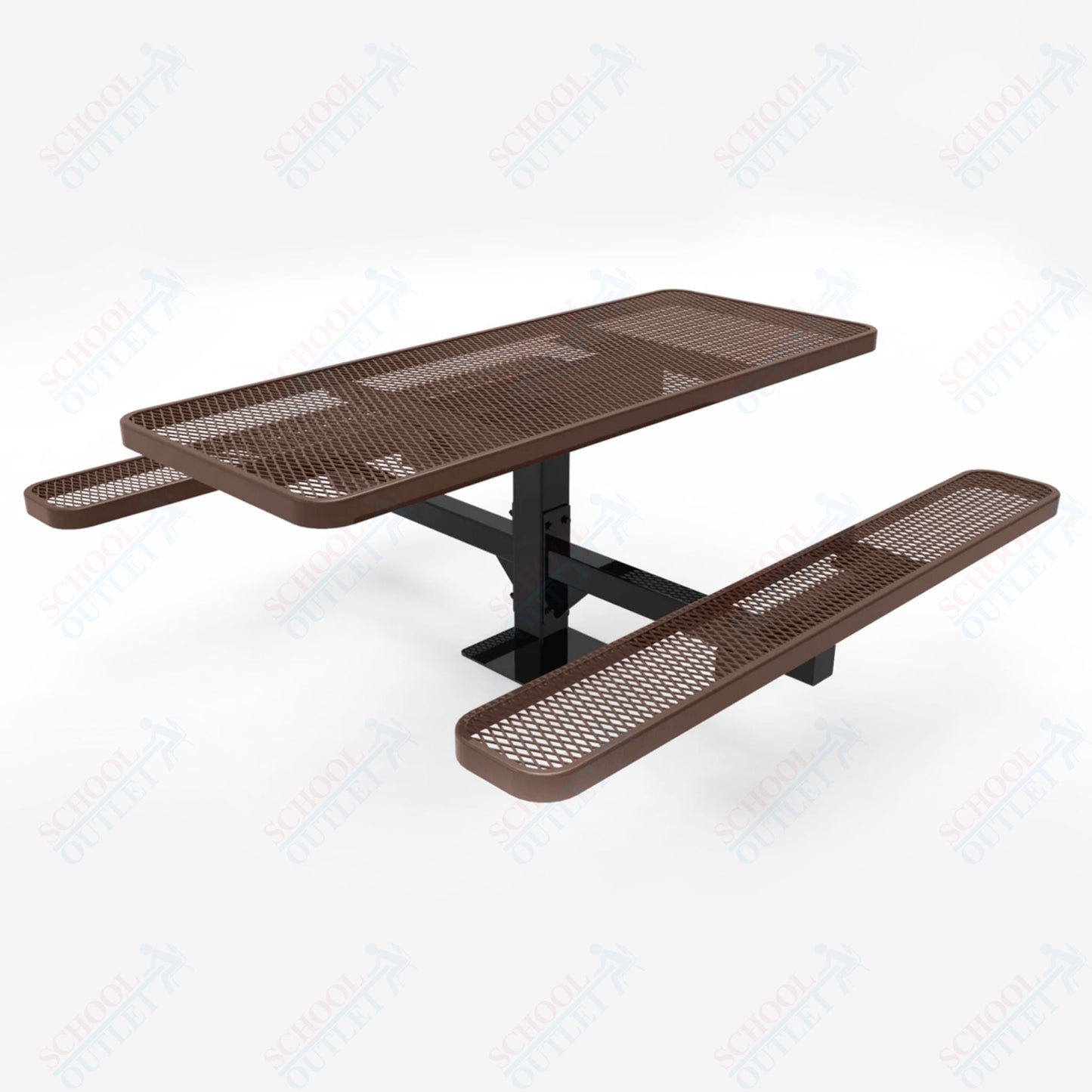 MyTcoat MYT - TSQ46 - 14 - 013 46″ Square Pedestal Picnic Table with Inground Mount, 3 Seat And ADA Accessible (77"W x 69.5"D x 30"H) - SchoolOutlet