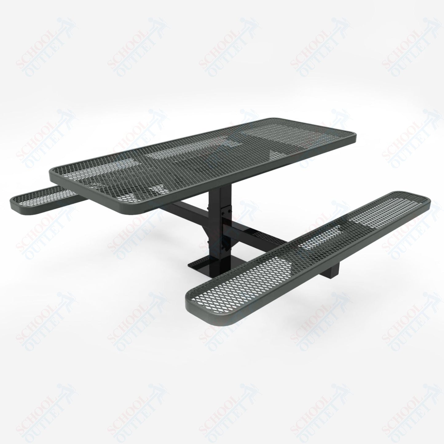 MyTcoat MYT - TSQ46 - 14 - 013 46″ Square Pedestal Picnic Table with Inground Mount, 3 Seat And ADA Accessible (77"W x 69.5"D x 30"H) - SchoolOutlet