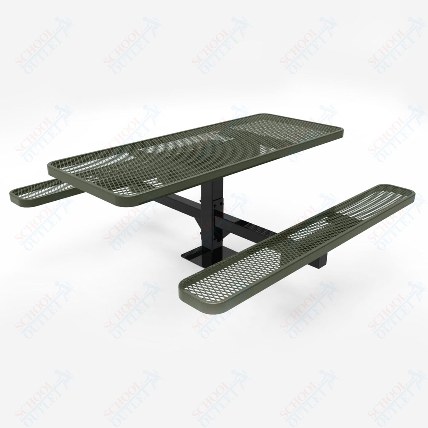MyTcoat MYT - TSQ46 - 14 - 013 46″ Square Pedestal Picnic Table with Inground Mount, 3 Seat And ADA Accessible (77"W x 69.5"D x 30"H) - SchoolOutlet