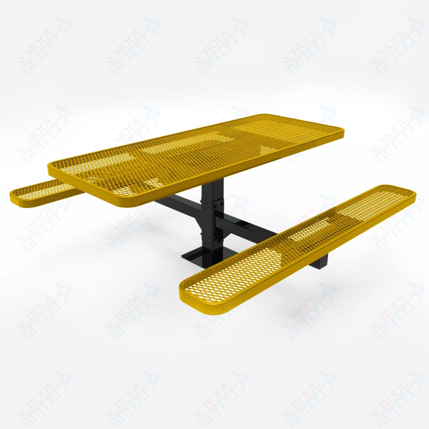 MyTcoat MYT - TSQ46 - 14 - 013 46″ Square Pedestal Picnic Table with Inground Mount, 3 Seat And ADA Accessible (77"W x 69.5"D x 30"H) - SchoolOutlet