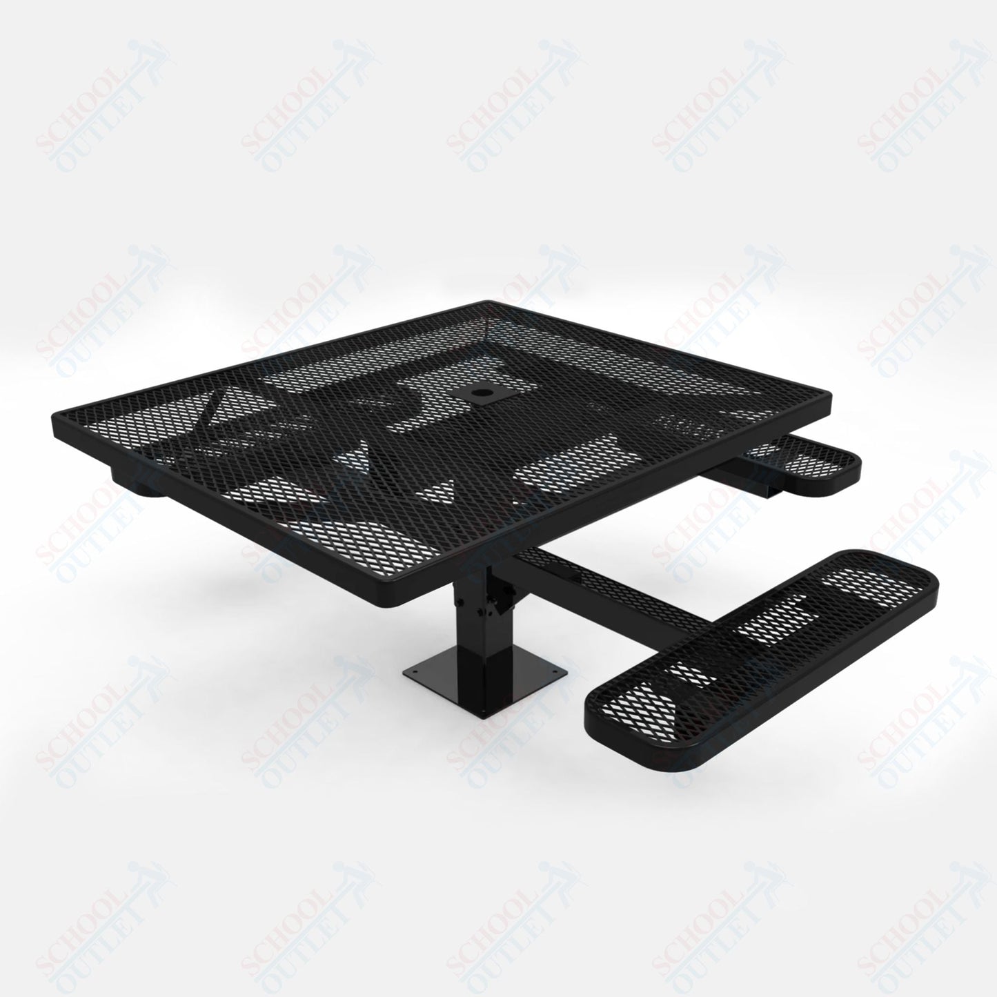 MyTcoat MYT - TSQ46 - 15 - 013 46″ Square Pedestal Picnic Table with Surface Mount, 3 Seat And ADA Accessible (77"W x 69.5"D x 30"H) - SchoolOutlet