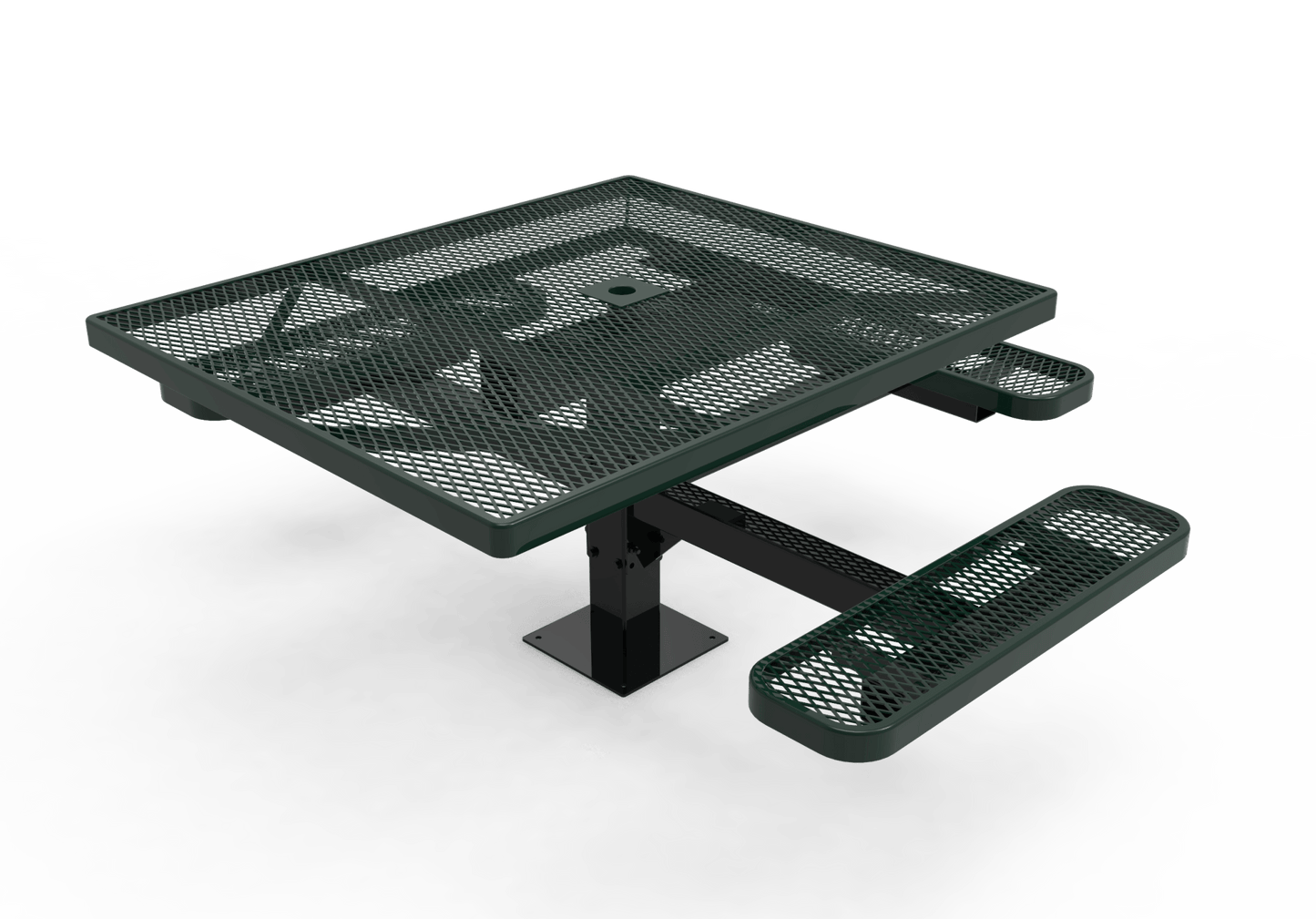 MyTcoat MYT-TSQ46-15-013 46″ Square Pedestal Picnic Table with Surface Mount, 3 Seat And ADA Accessible (77"W x 69.5"D x 30"H) - SchoolOutlet