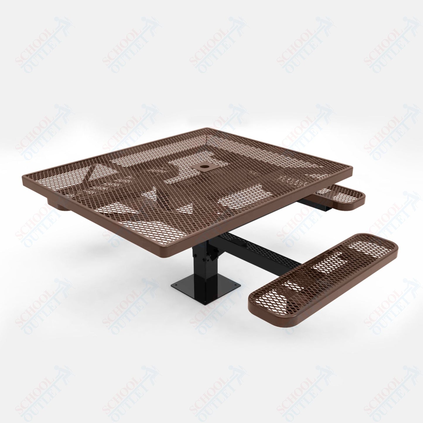 MyTcoat MYT - TSQ46 - 15 - 013 46″ Square Pedestal Picnic Table with Surface Mount, 3 Seat And ADA Accessible (77"W x 69.5"D x 30"H) - SchoolOutlet