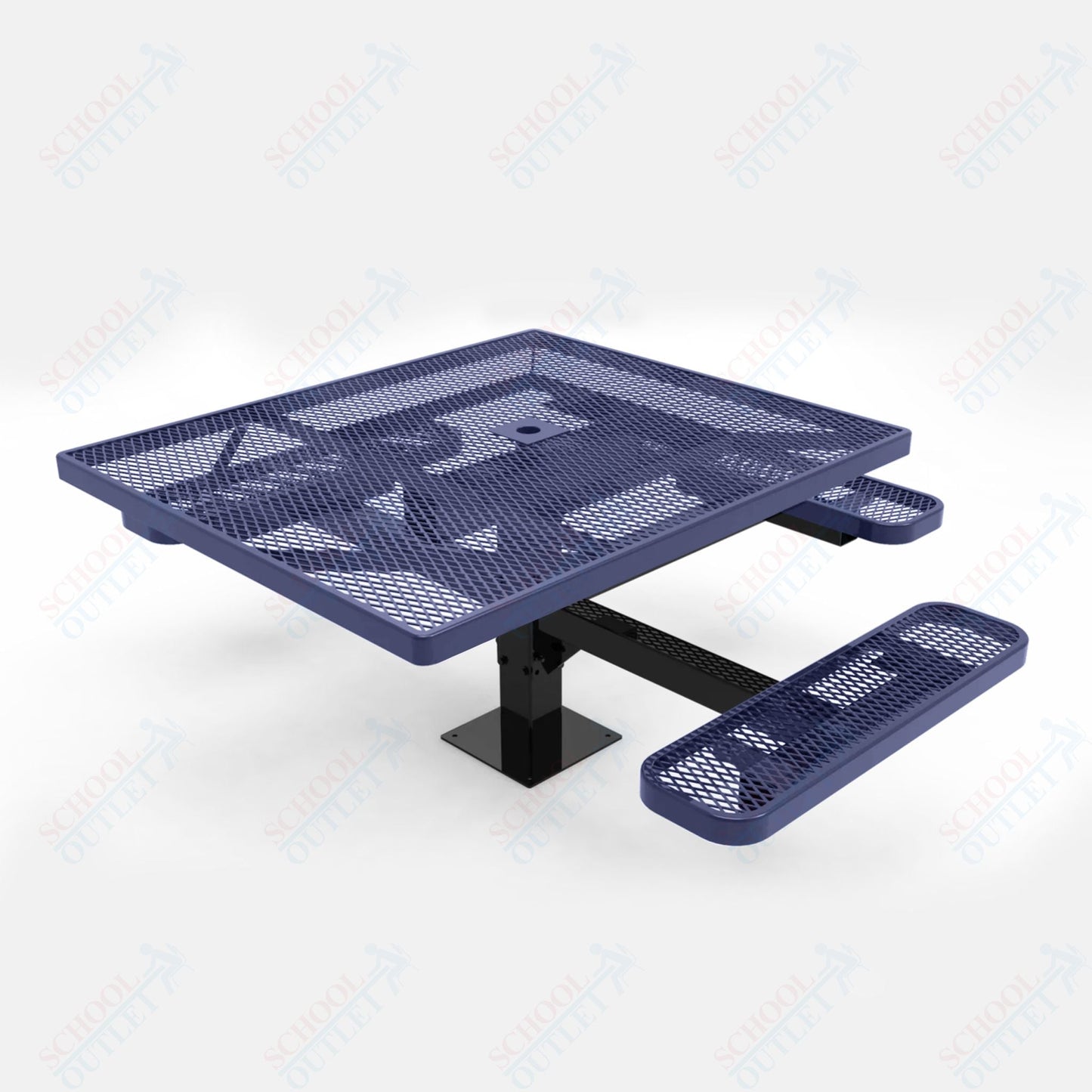 MyTcoat MYT - TSQ46 - 15 - 013 46″ Square Pedestal Picnic Table with Surface Mount, 3 Seat And ADA Accessible (77"W x 69.5"D x 30"H) - SchoolOutlet