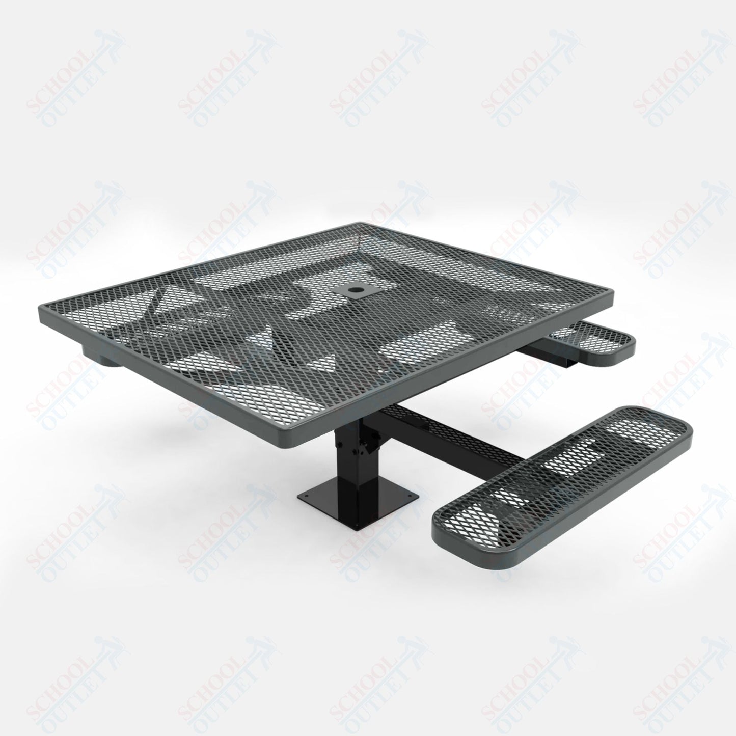 MyTcoat MYT - TSQ46 - 15 - 013 46″ Square Pedestal Picnic Table with Surface Mount, 3 Seat And ADA Accessible (77"W x 69.5"D x 30"H) - SchoolOutlet