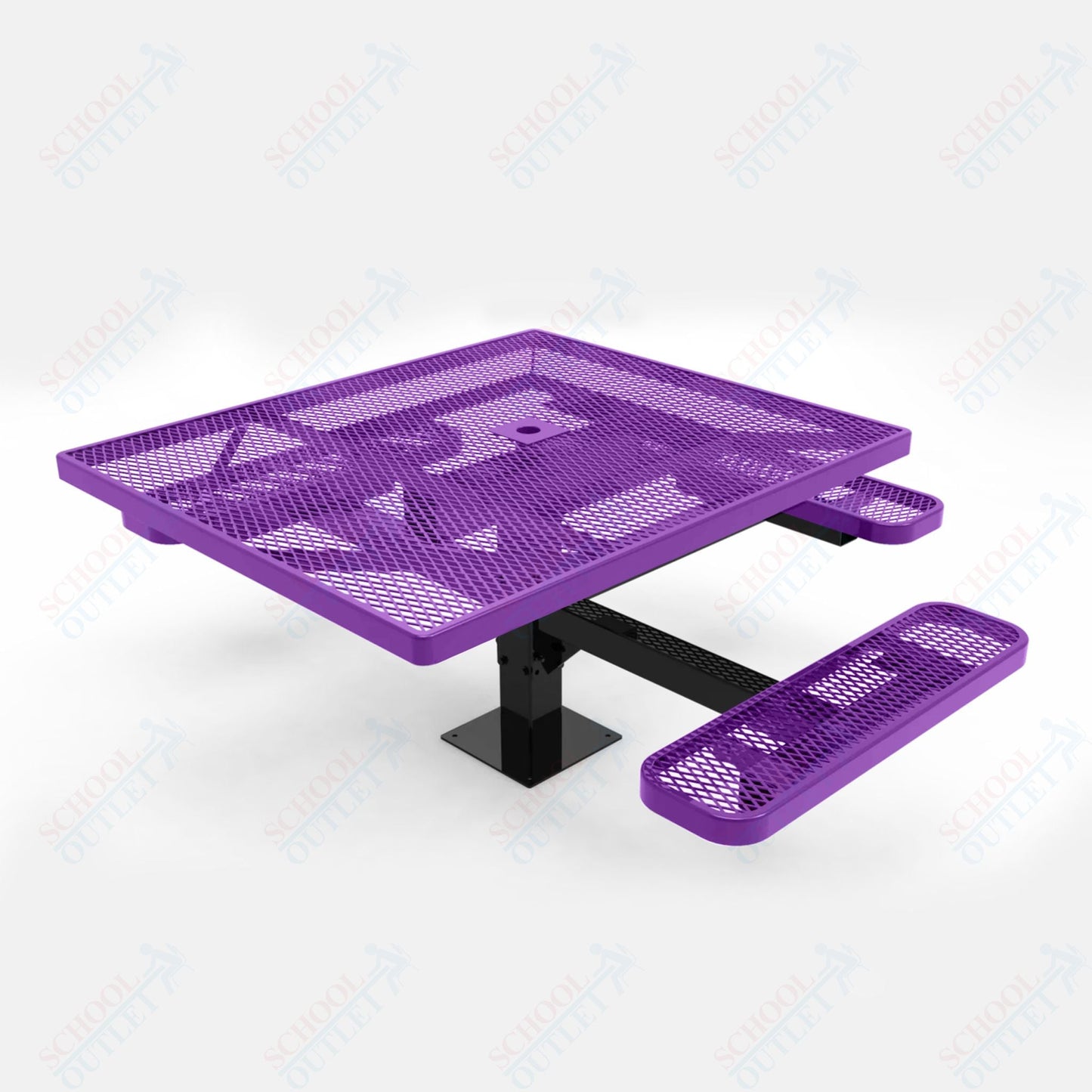 MyTcoat MYT - TSQ46 - 15 - 013 46″ Square Pedestal Picnic Table with Surface Mount, 3 Seat And ADA Accessible (77"W x 69.5"D x 30"H) - SchoolOutlet