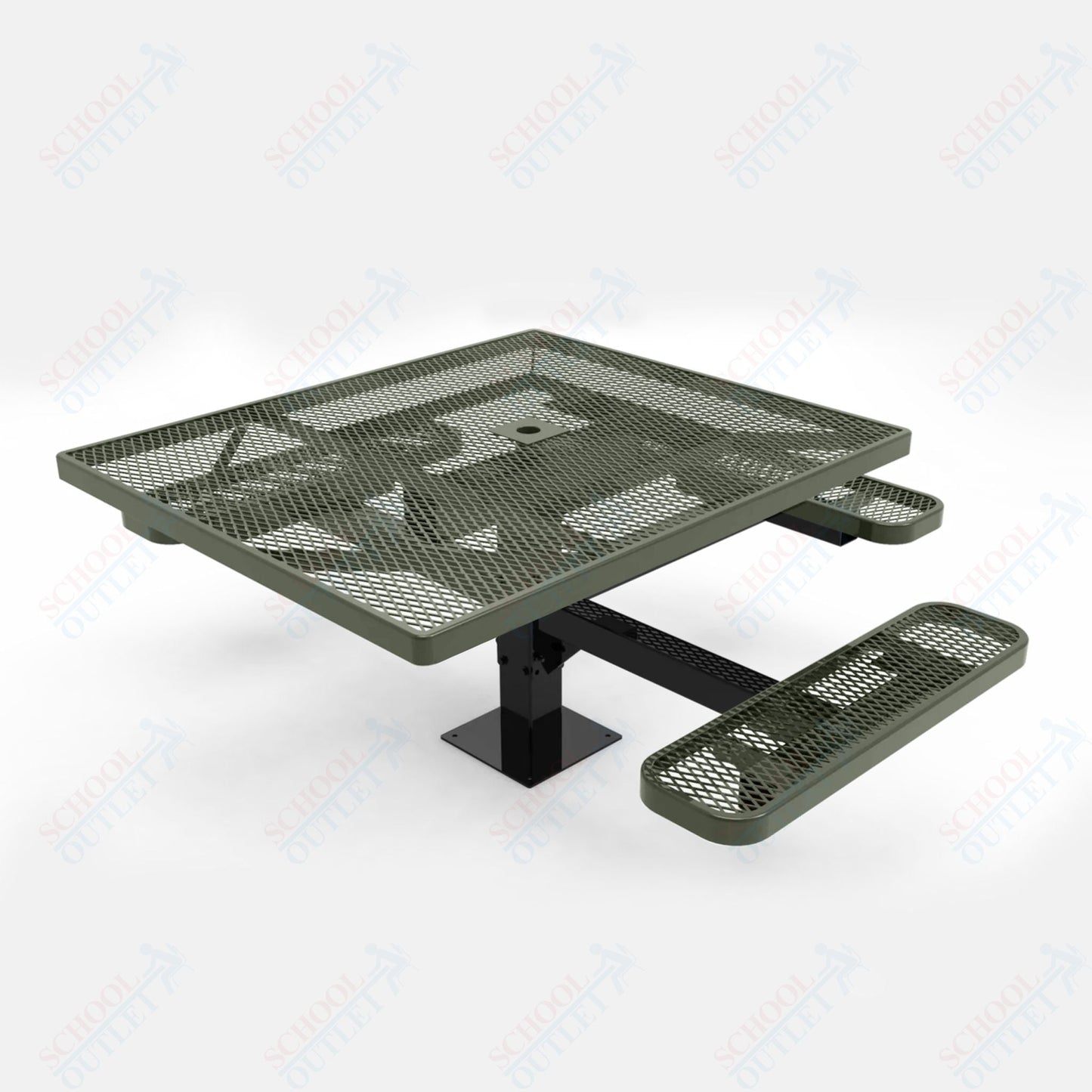 MyTcoat MYT - TSQ46 - 15 - 013 46″ Square Pedestal Picnic Table with Surface Mount, 3 Seat And ADA Accessible (77"W x 69.5"D x 30"H) - SchoolOutlet