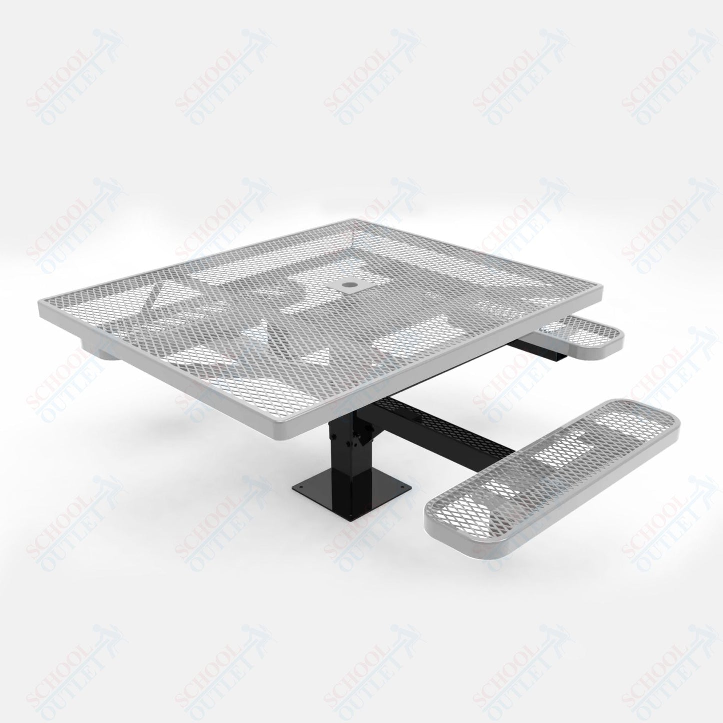 MyTcoat MYT - TSQ46 - 15 - 013 46″ Square Pedestal Picnic Table with Surface Mount, 3 Seat And ADA Accessible (77"W x 69.5"D x 30"H) - SchoolOutlet