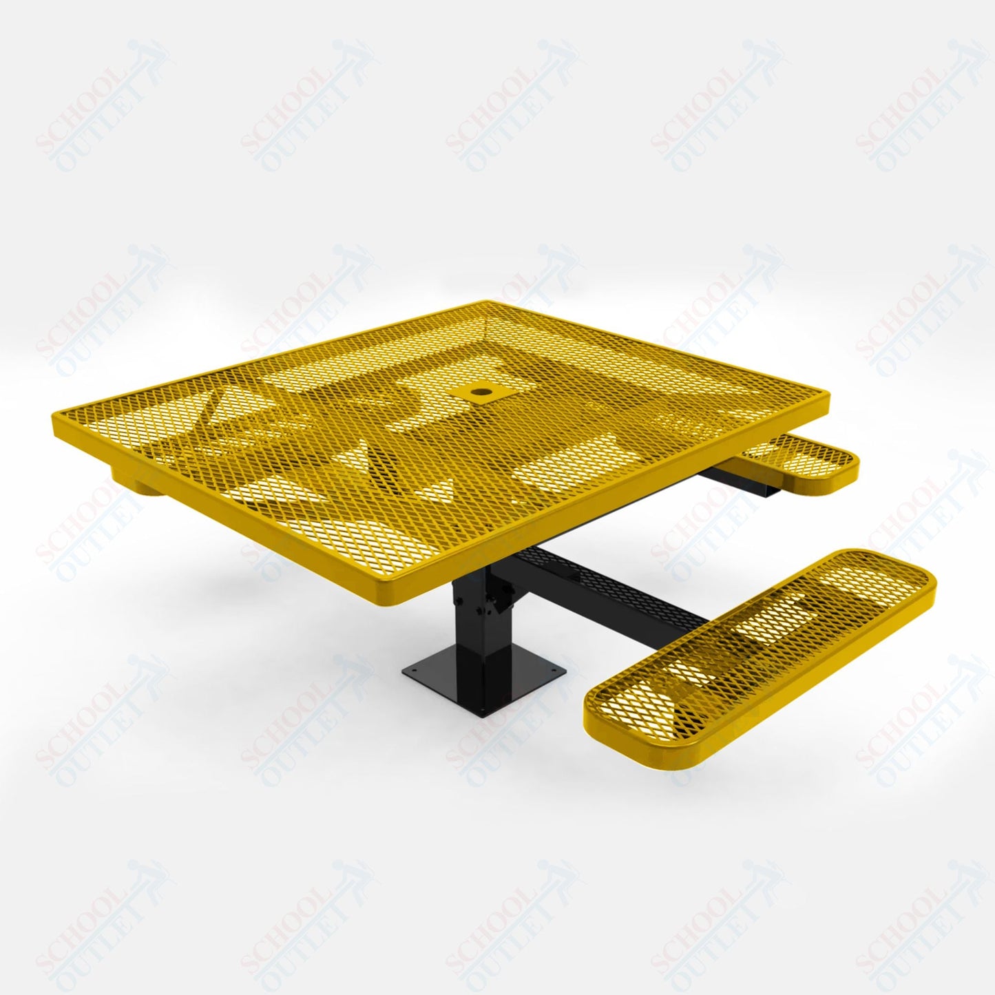 MyTcoat MYT - TSQ46 - 15 - 013 46″ Square Pedestal Picnic Table with Surface Mount, 3 Seat And ADA Accessible (77"W x 69.5"D x 30"H) - SchoolOutlet