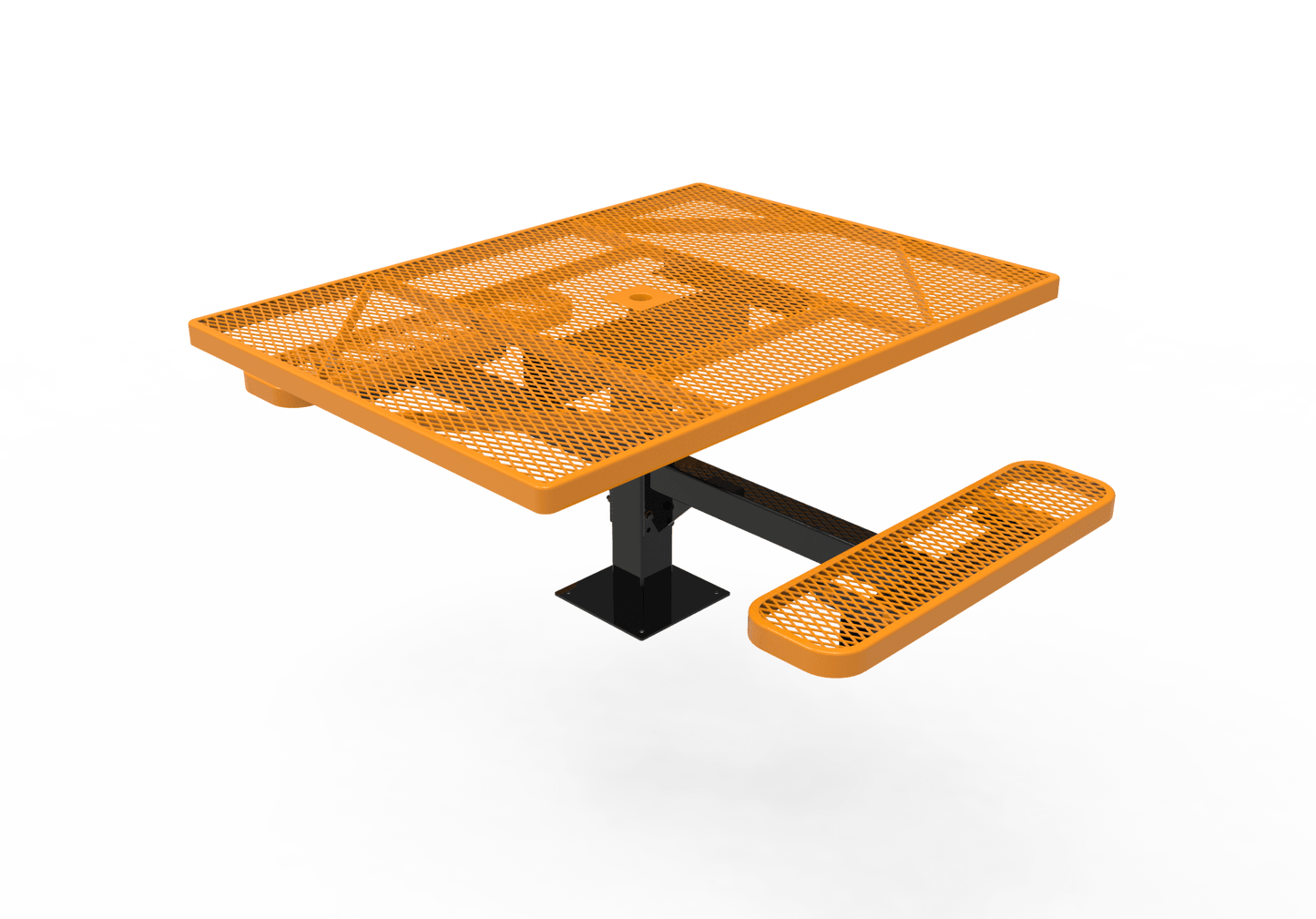 MyTcoat MYT-TSQ46-17-012 46″ Square Pedestal Picnic Table with Surface Mount, 2 Seat and Alternate ADA Accessible (77"W x 63"D x 30"H) - SchoolOutlet