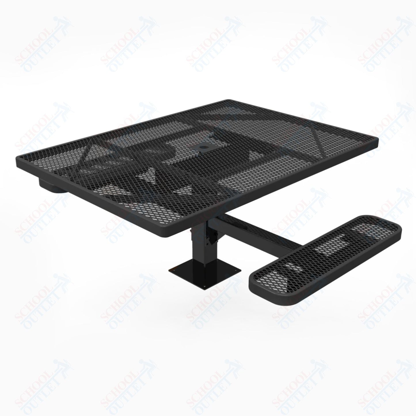 MyTcoat MYT - TSQ46 - 17 - 012 46″ Square Pedestal Picnic Table with Surface Mount, 2 Seat and Alternate ADA Accessible (77"W x 63"D x 30"H) - SchoolOutlet