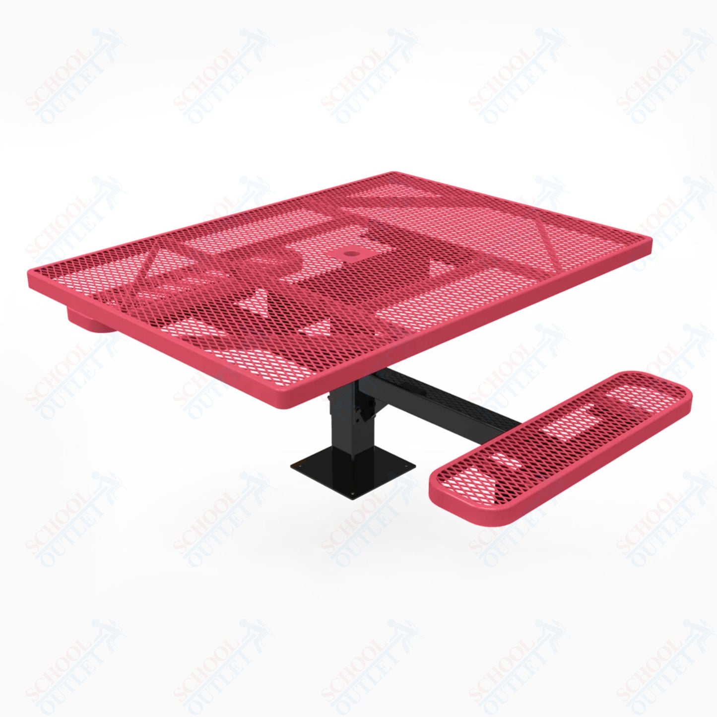 MyTcoat MYT - TSQ46 - 17 - 012 46″ Square Pedestal Picnic Table with Surface Mount, 2 Seat and Alternate ADA Accessible (77"W x 63"D x 30"H) - SchoolOutlet