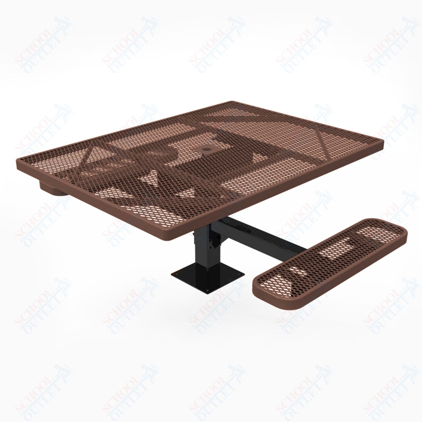 MyTcoat MYT - TSQ46 - 17 - 012 46″ Square Pedestal Picnic Table with Surface Mount, 2 Seat and Alternate ADA Accessible (77"W x 63"D x 30"H) - SchoolOutlet