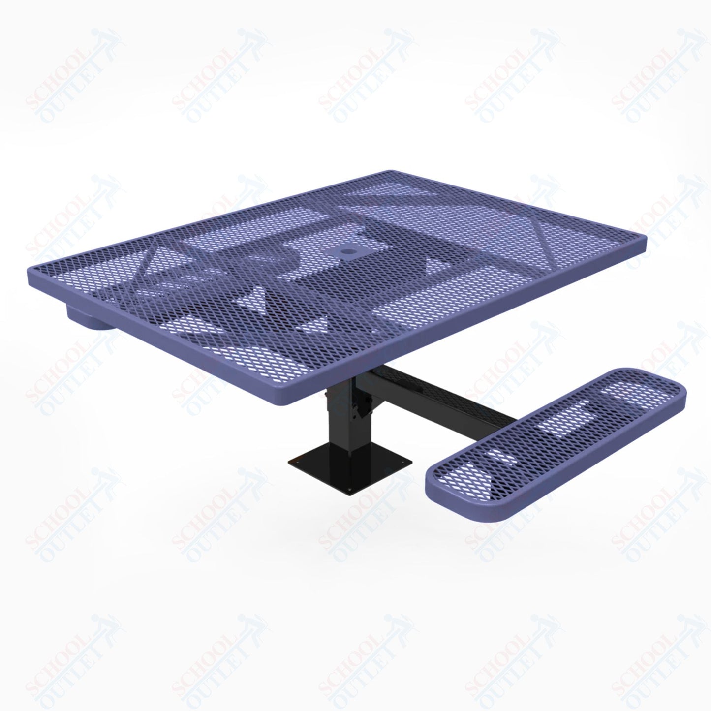 MyTcoat MYT - TSQ46 - 17 - 012 46″ Square Pedestal Picnic Table with Surface Mount, 2 Seat and Alternate ADA Accessible (77"W x 63"D x 30"H) - SchoolOutlet
